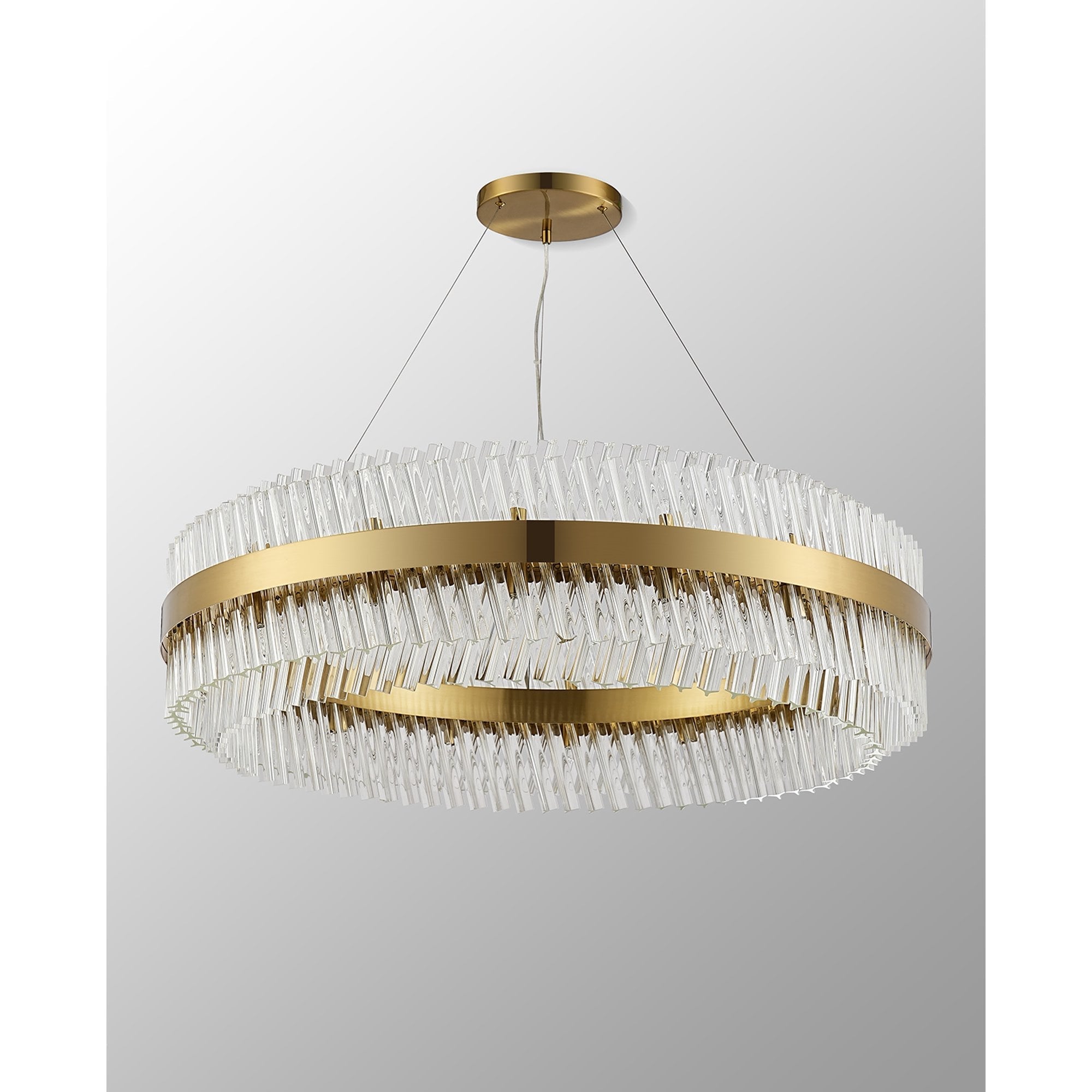 Fabula Farnley 32 Light Round Pendant - Brass & Clear Glass