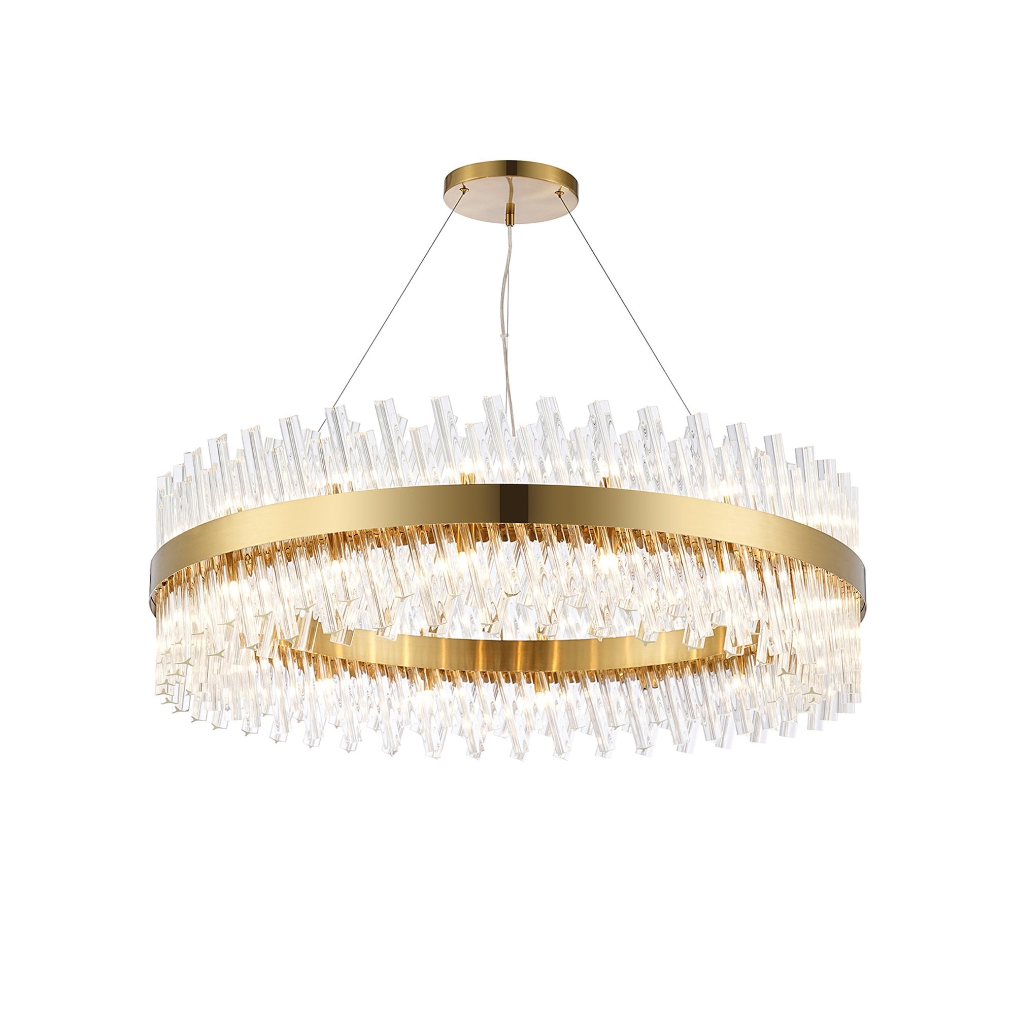 Fabula Farnley 32 Light Round Pendant - Brass & Clear Glass