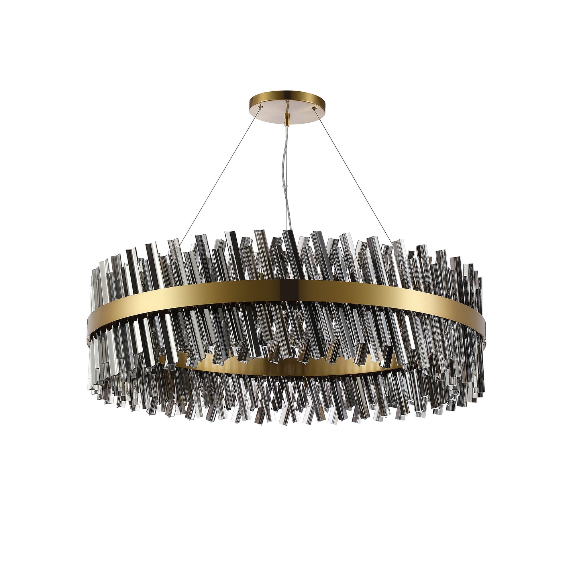 Fabula Farnley 32 Light Round Pendant - Brass & Smoked Glass