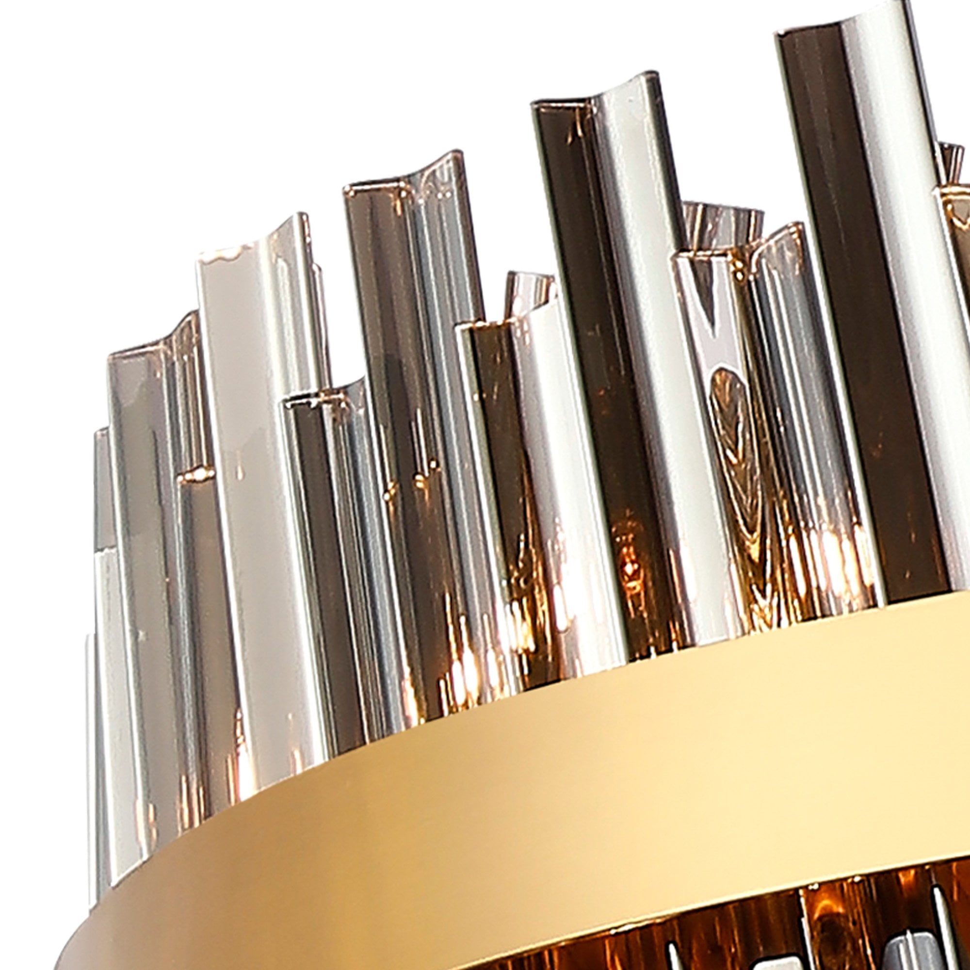 Fabula Farnley 32 Light Round Pendant - Brass & Smoked Glass