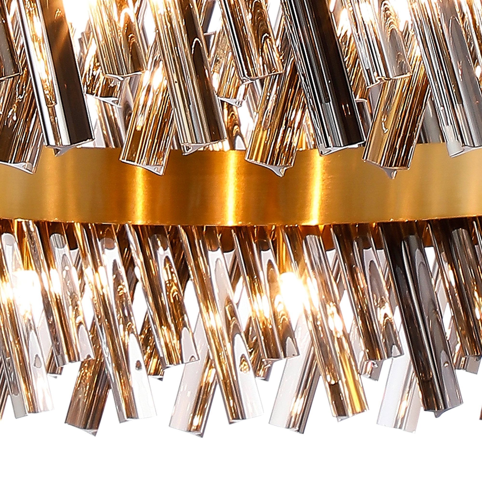 Fabula Farnley 32 Light Round Pendant - Brass & Smoked Glass