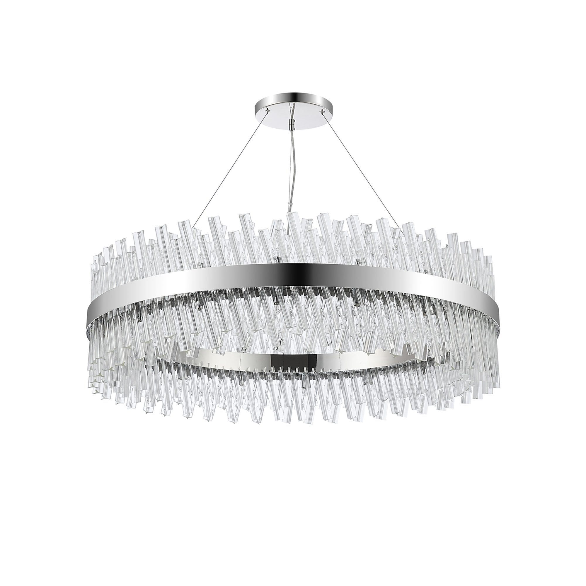 Fabula Farnley 32 Light Round Pendant - Polished Nickel & Clear Glass