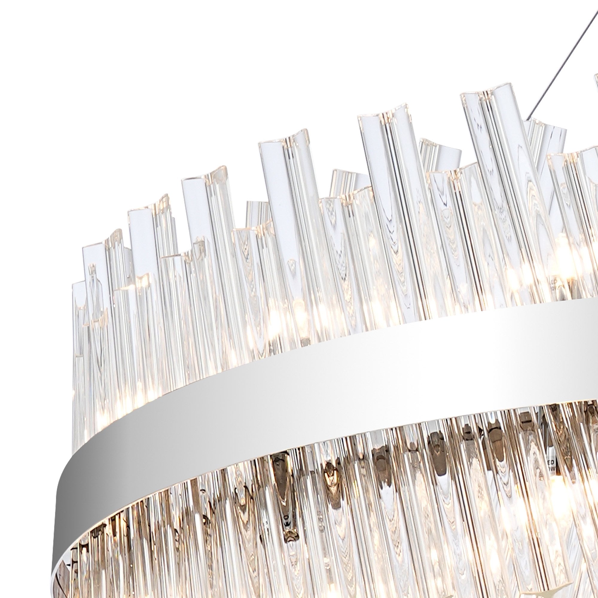 Fabula Farnley 32 Light Round Pendant - Polished Nickel & Clear Glass