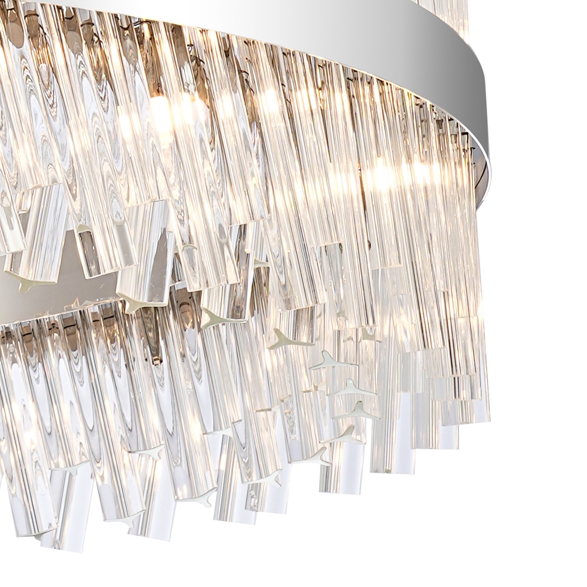 Fabula Farnley 32 Light Round Pendant - Polished Nickel & Clear Glass