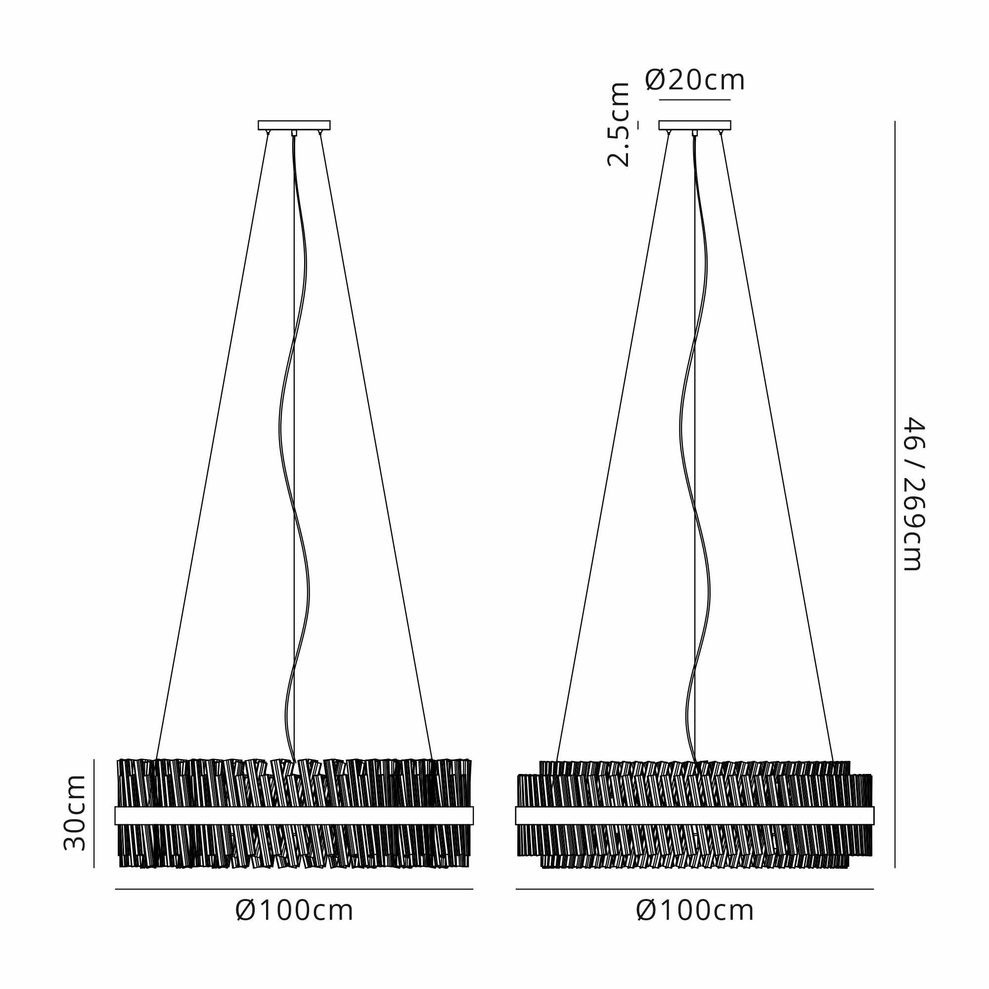 Fabula Farnley 32 Light Round Pendant - Polished Nickel & Clear Glass