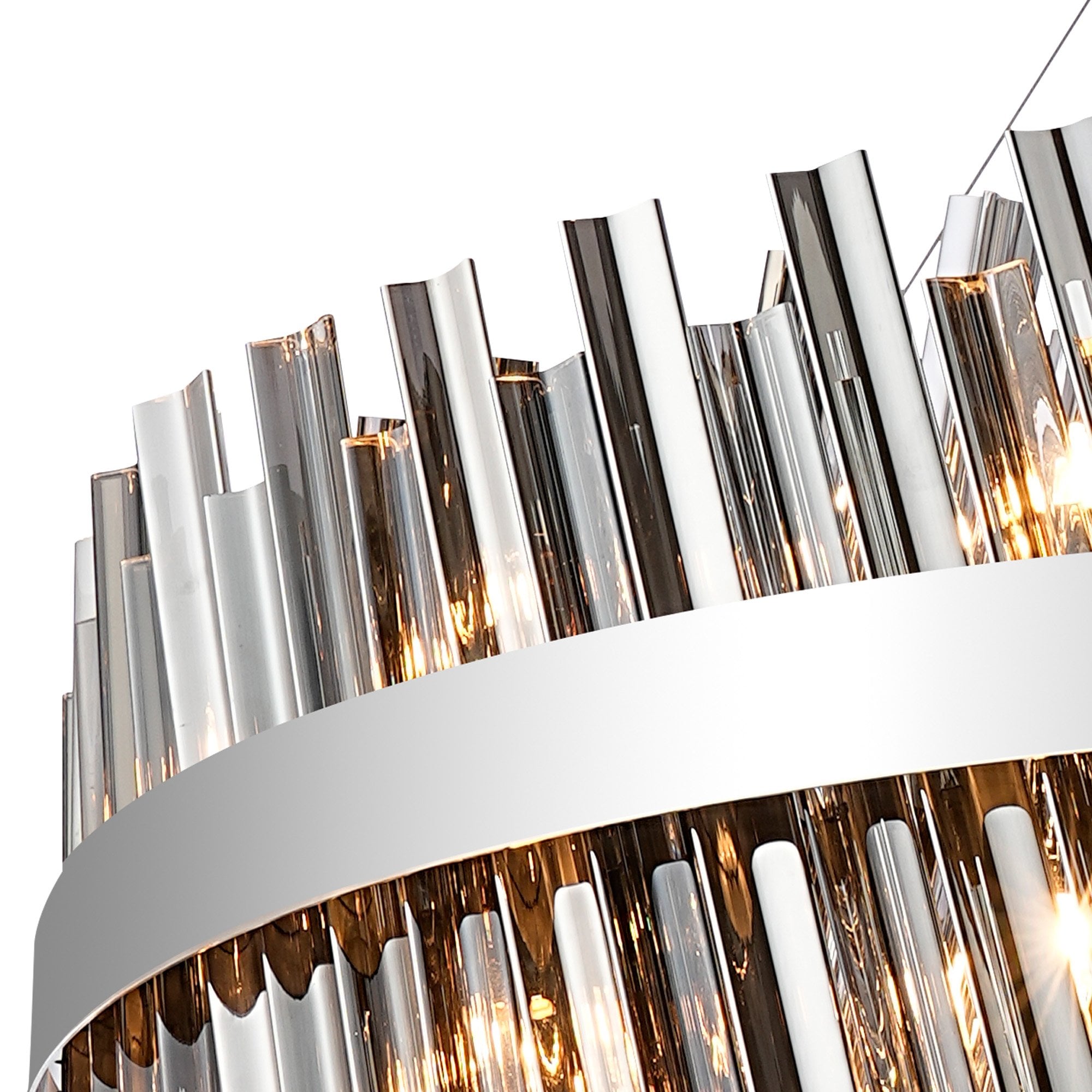 Fabula Farnley 32 Light Round Pendant - Polished Nickel & Smoked Glass