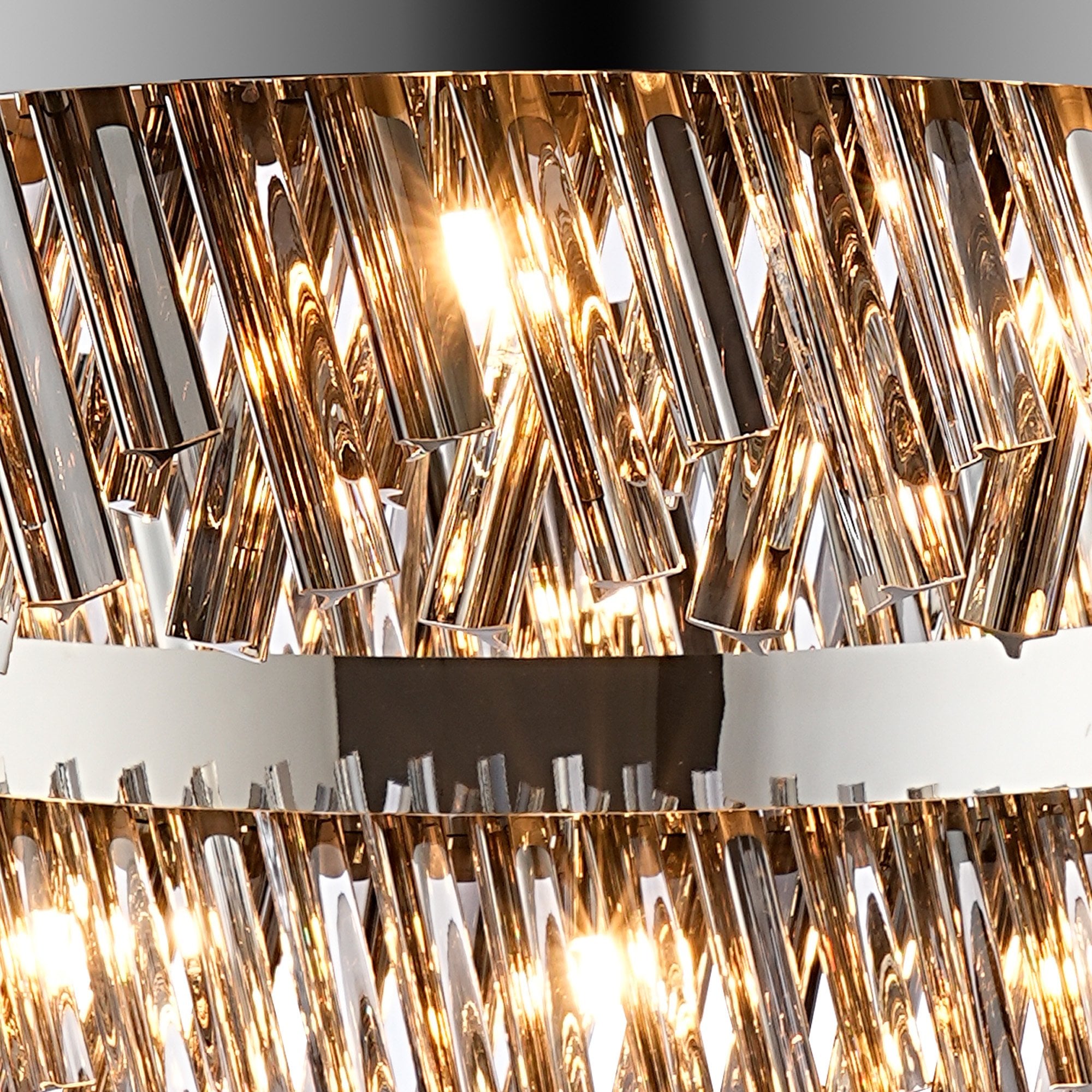 Fabula Farnley 32 Light Round Pendant - Polished Nickel & Smoked Glass