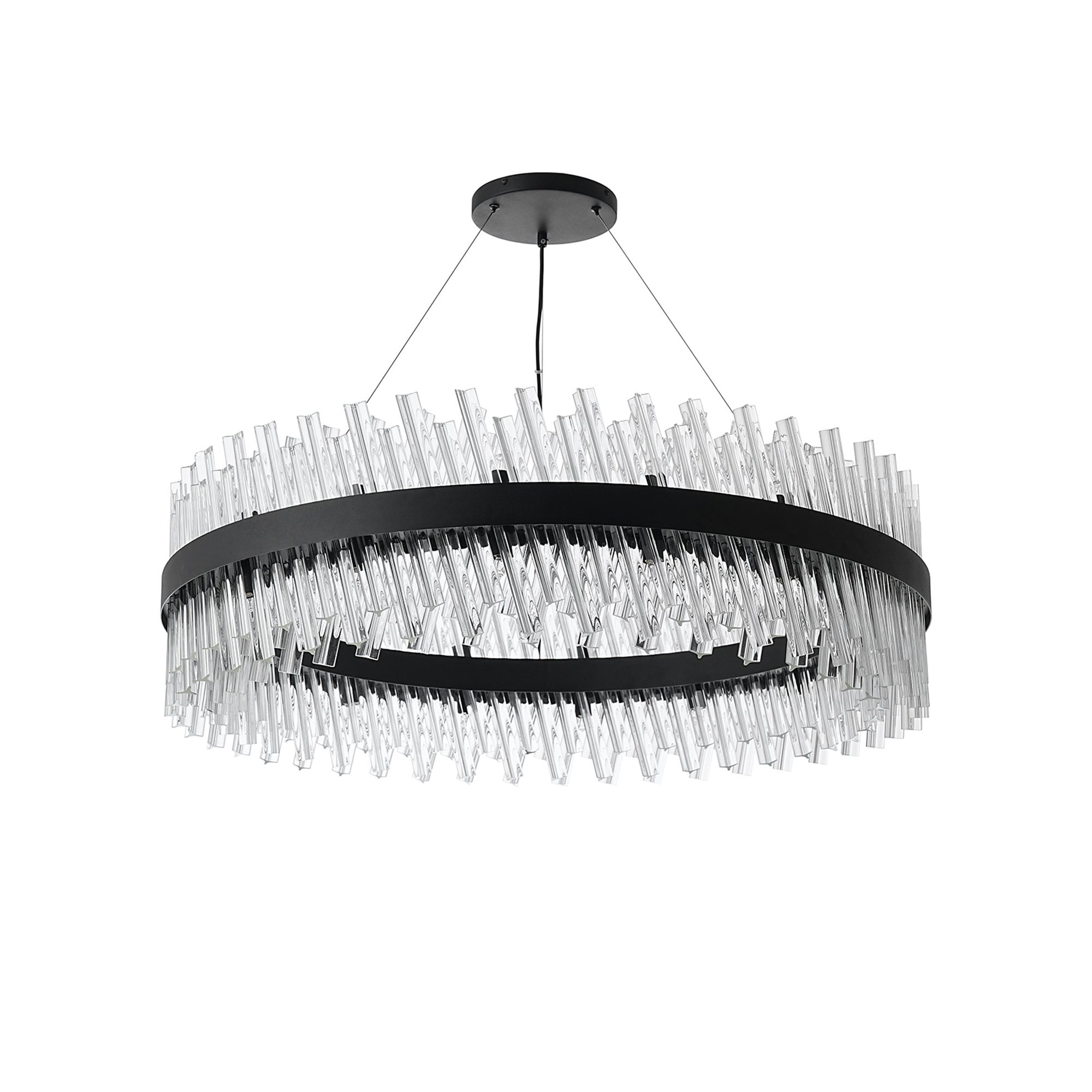 Fabula Farnley 32 Light Round Pendant - Satin Black & Clear Glass