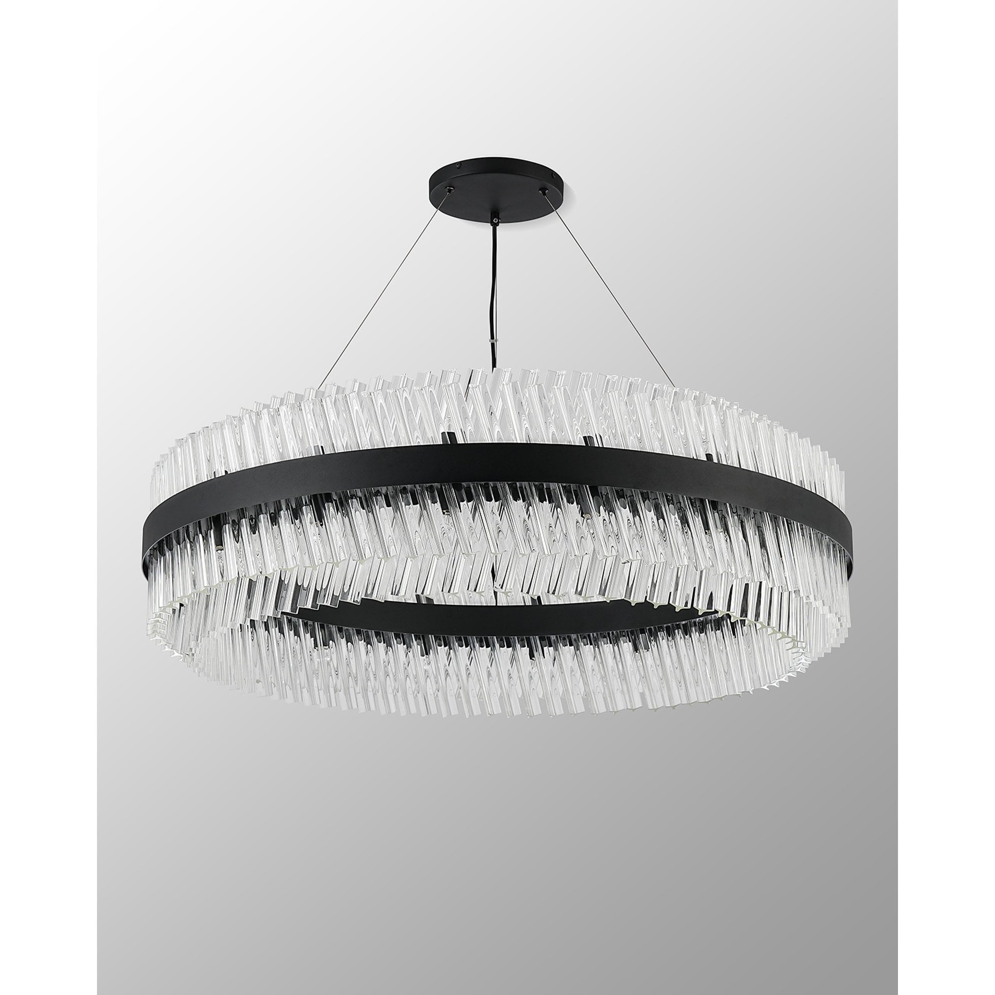 Fabula Farnley 32 Light Round Pendant - Satin Black & Clear Glass