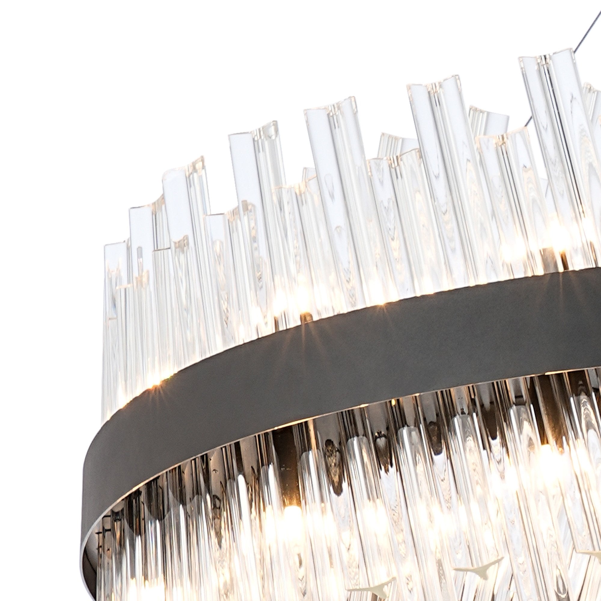 Fabula Farnley 32 Light Round Pendant - Satin Black & Clear Glass