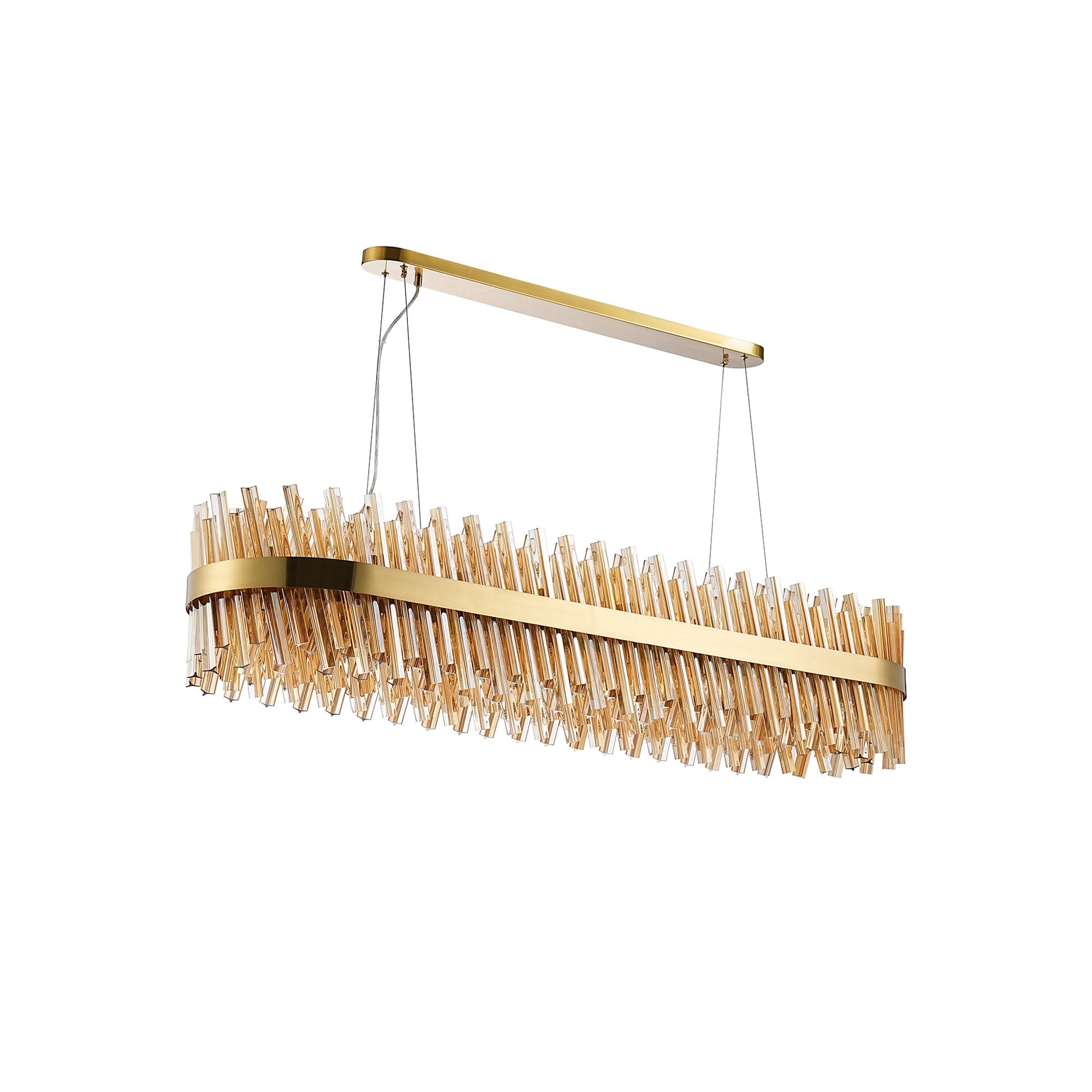 Fabula Farnley 36 Light Oblong Pendant - Brass & Amber Glass