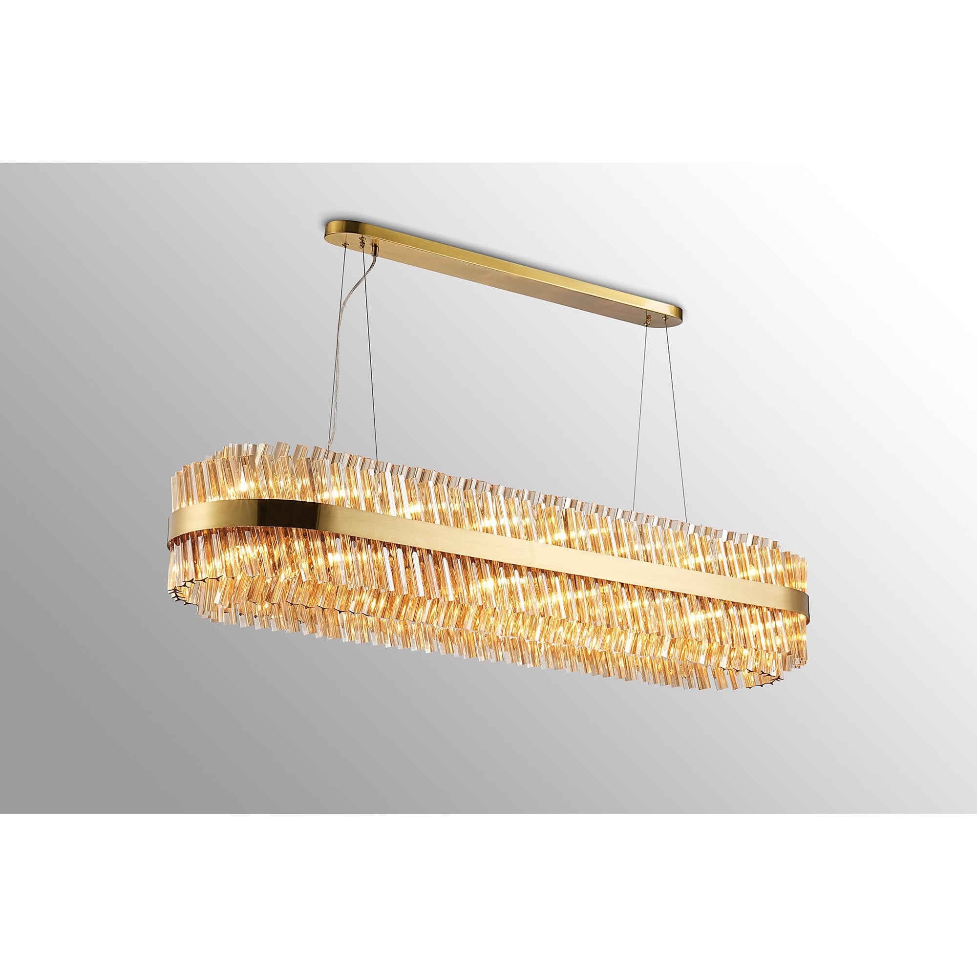 Fabula Farnley 36 Light Oblong Pendant - Brass & Amber Glass