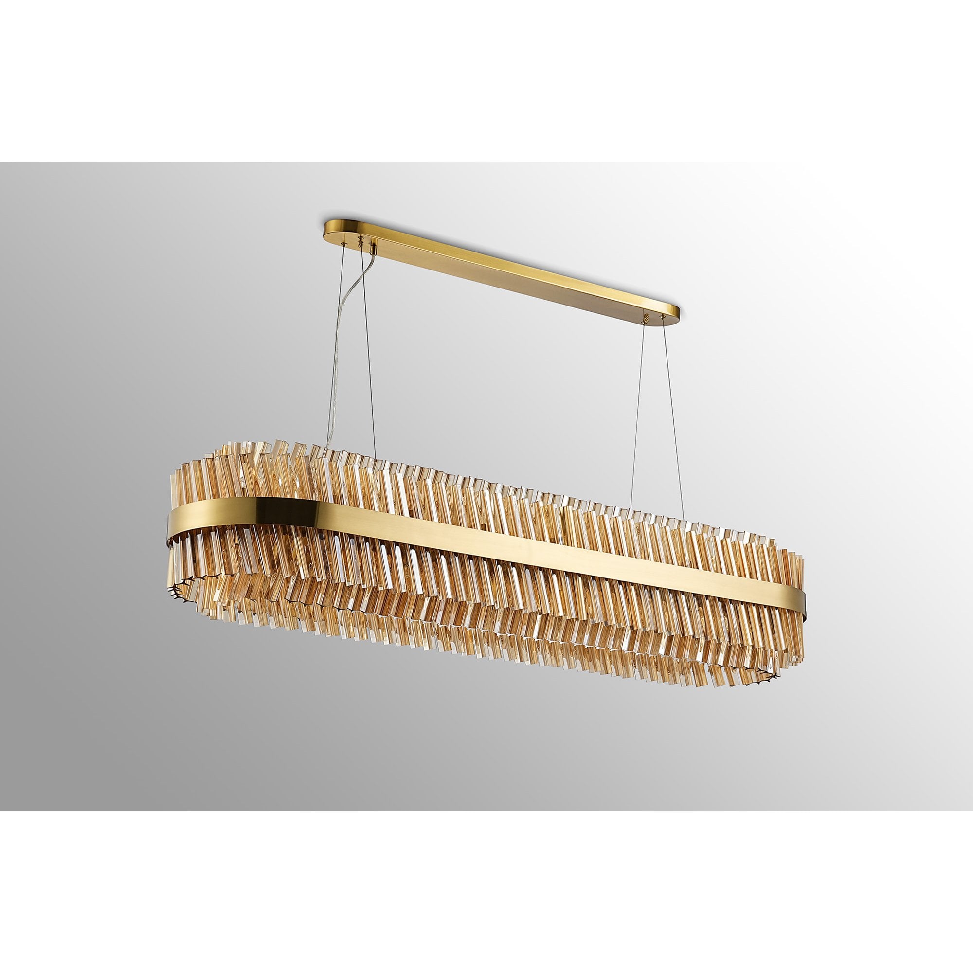 Fabula Farnley 36 Light Oblong Pendant - Brass & Amber Glass