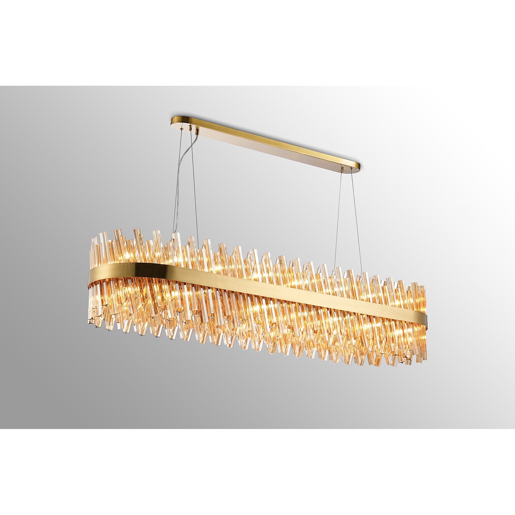 Fabula Farnley 36 Light Oblong Pendant - Brass & Amber Glass