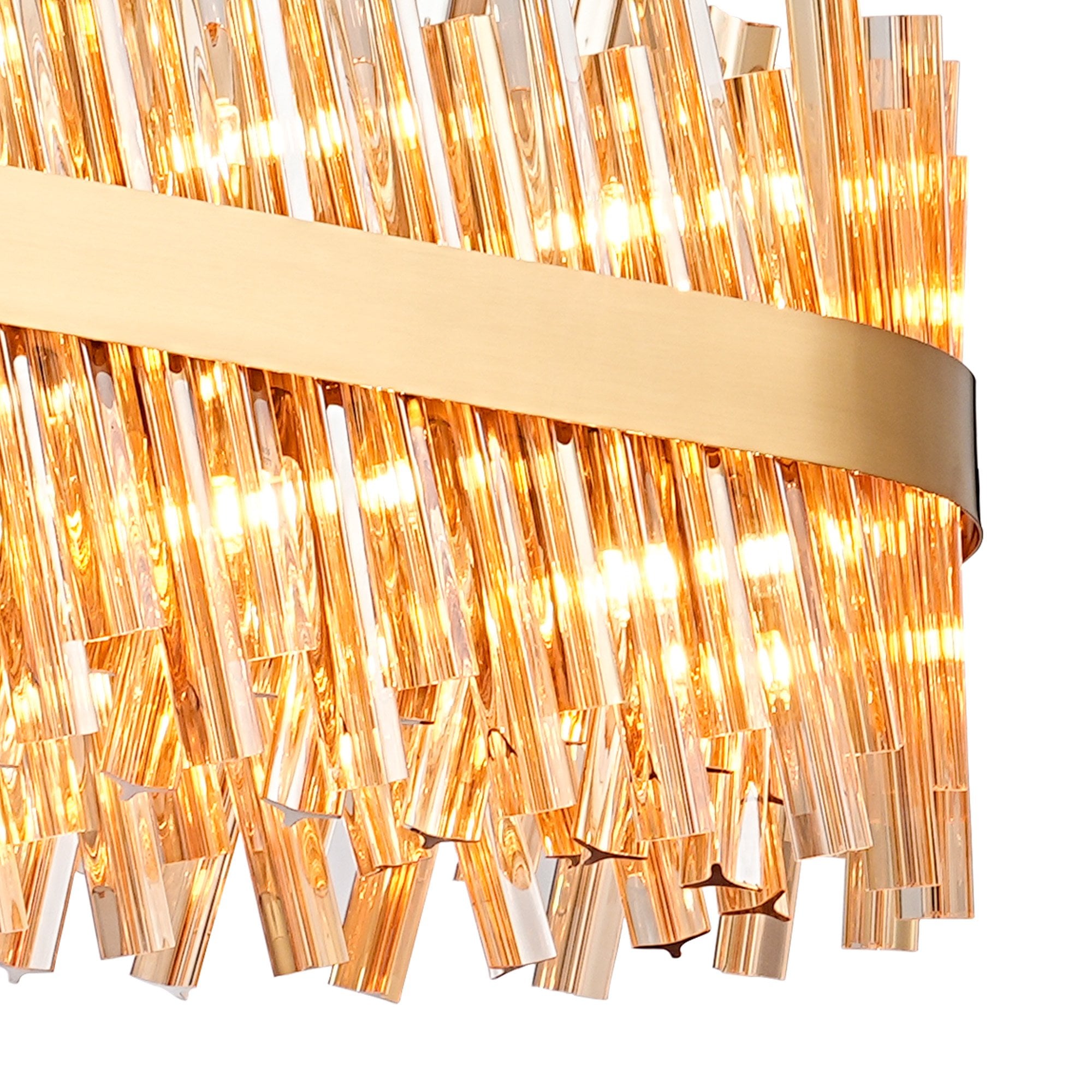 Fabula Farnley 36 Light Oblong Pendant - Brass & Amber Glass