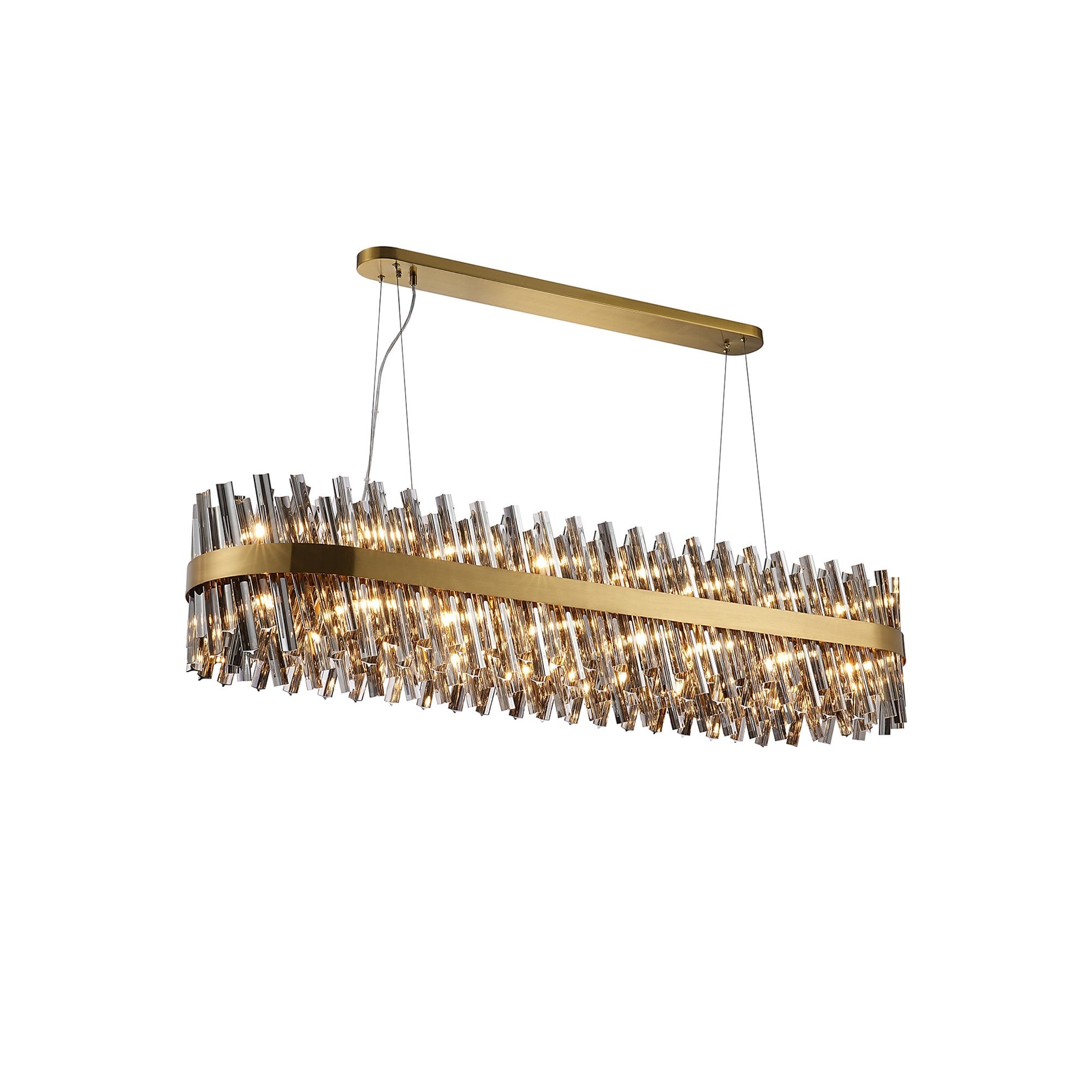 Fabula Farnley 36 Light Oblong Pendant - Brass & Smoked Glass