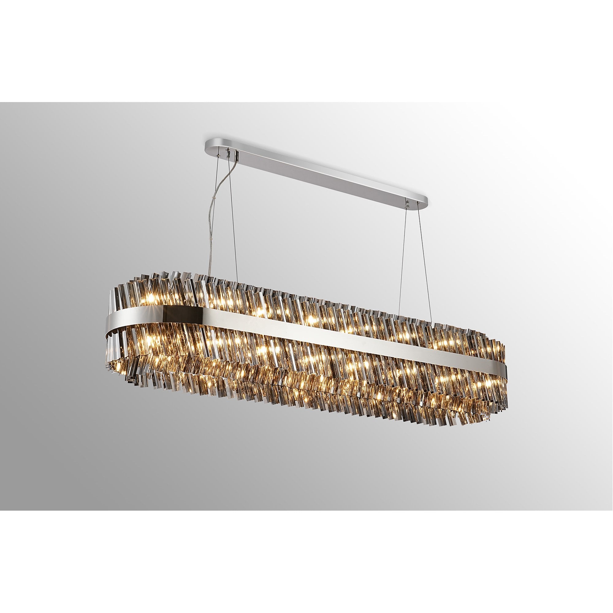 Fabula Farnley 36 Light Oblong Pendant - Polished Nickel & Smoked Glass