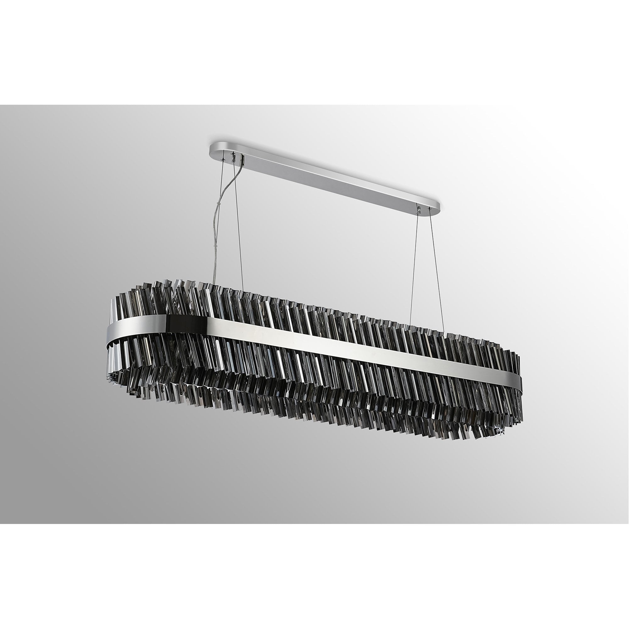 Fabula Farnley 36 Light Oblong Pendant - Polished Nickel & Smoked Glass