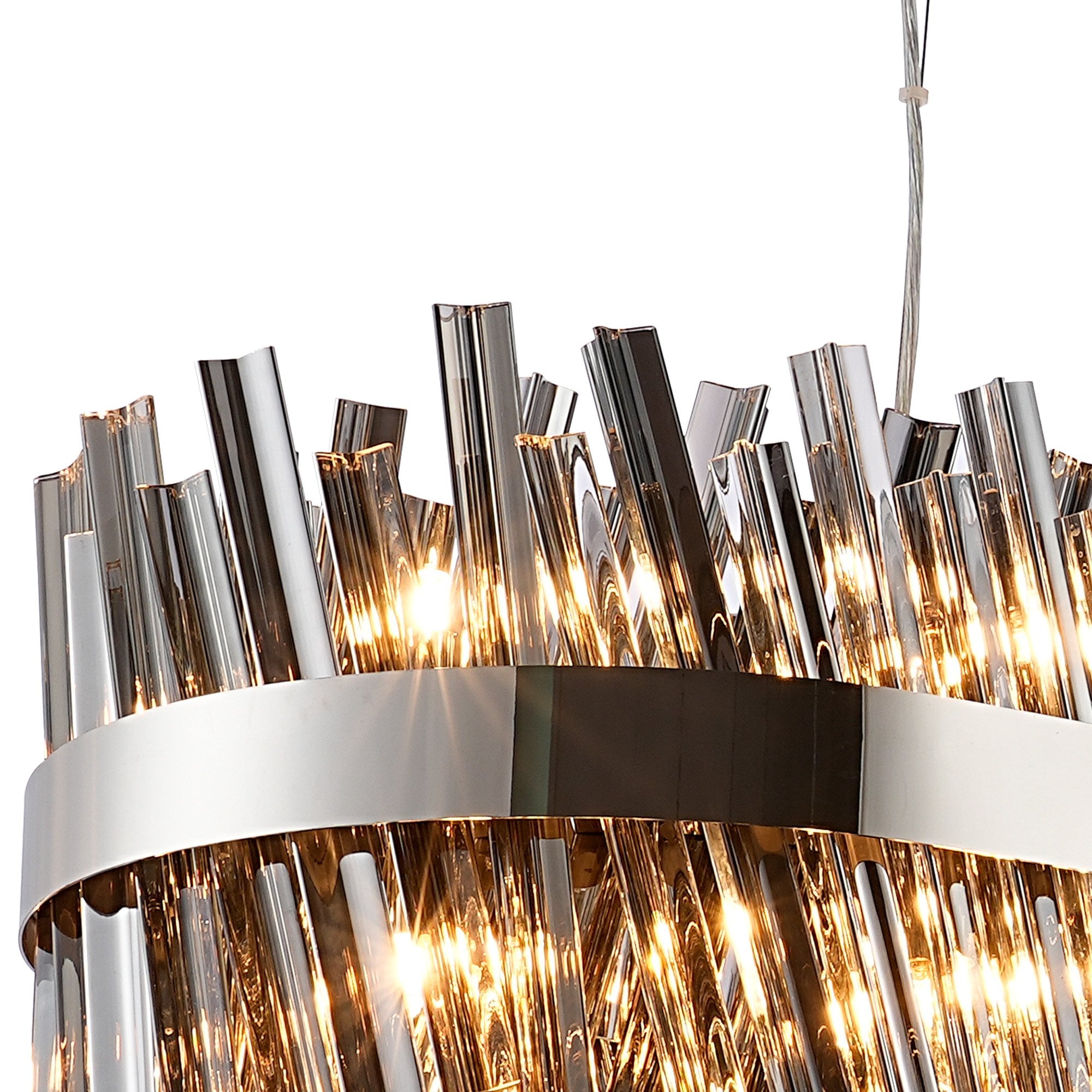Fabula Farnley 36 Light Oblong Pendant - Polished Nickel & Smoked Glass