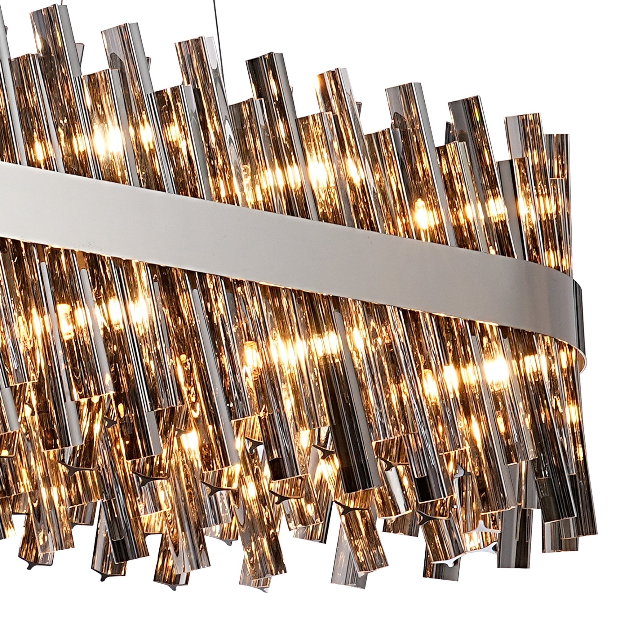 Fabula Farnley 36 Light Oblong Pendant - Polished Nickel & Smoked Glass