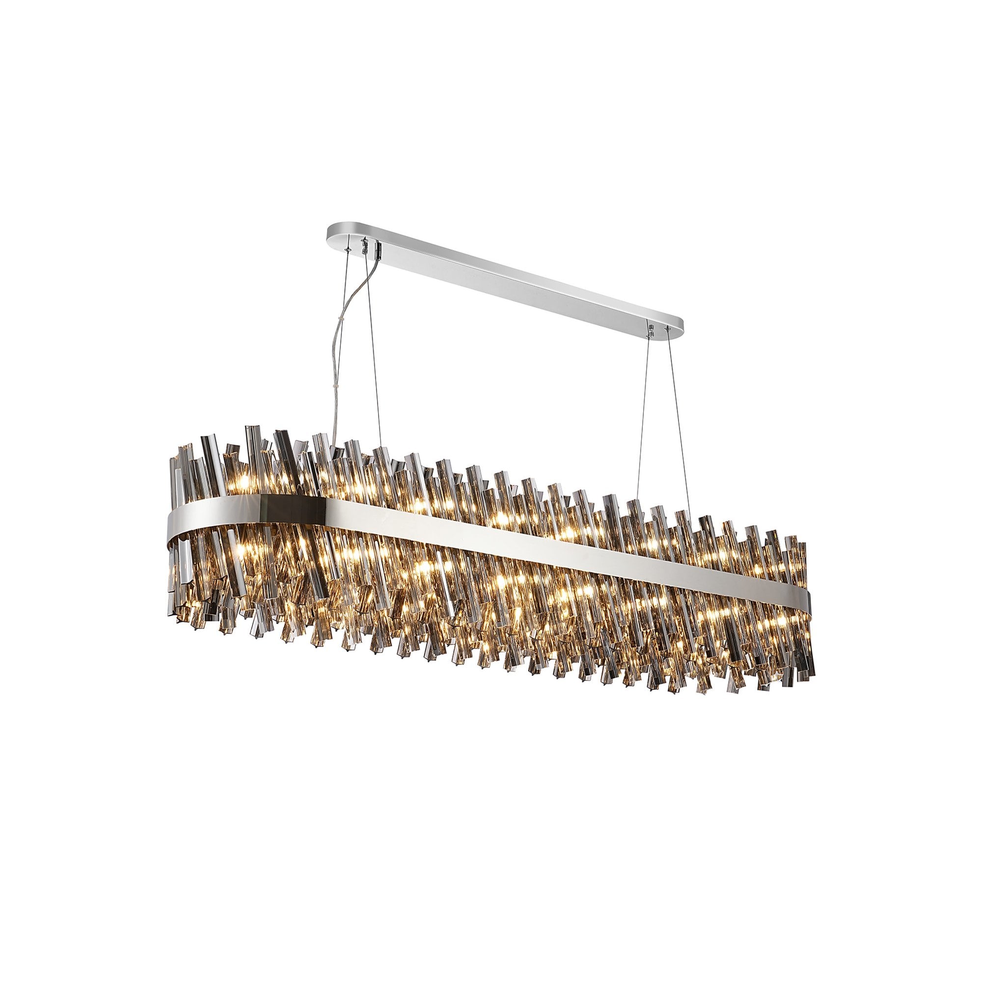Fabula Farnley 36 Light Oblong Pendant - Polished Nickel & Smoked Glass