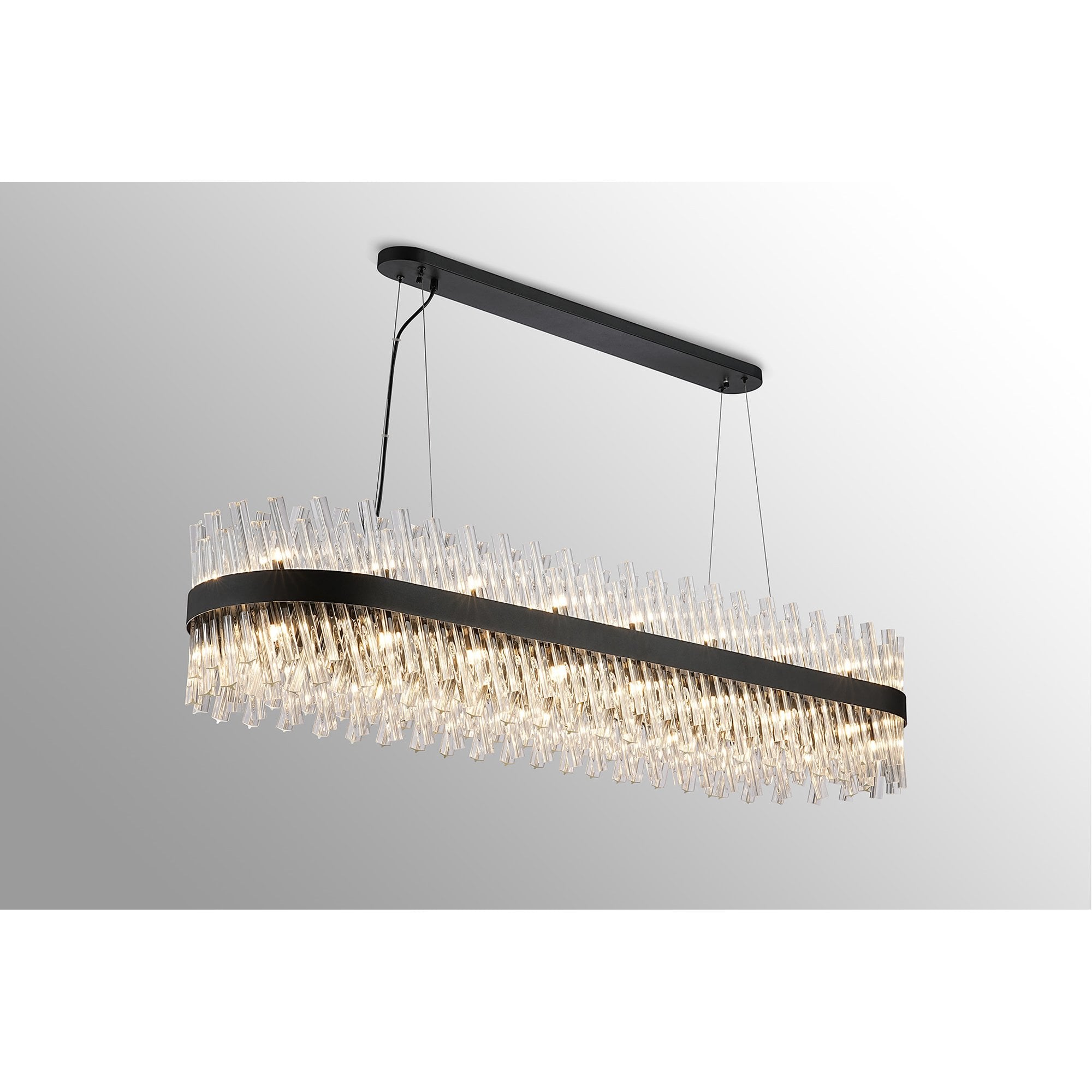 Fabula Farnley 36 Light Oblong Pendant - Satin Black & Clear Glass
