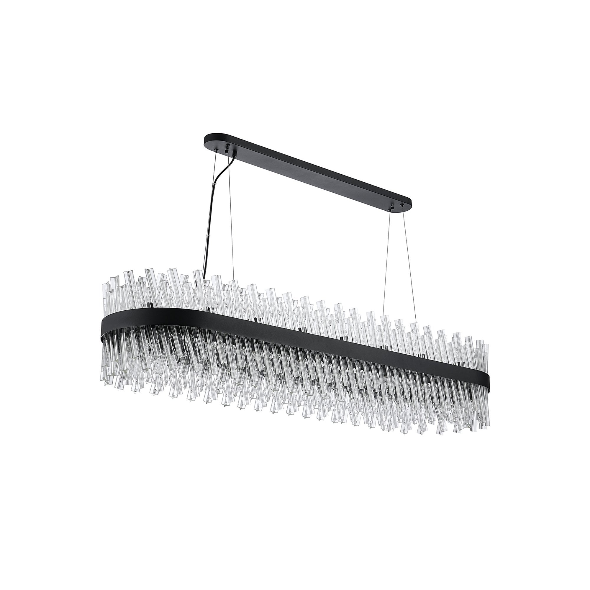 Fabula Farnley 36 Light Oblong Pendant - Satin Black & Clear Glass