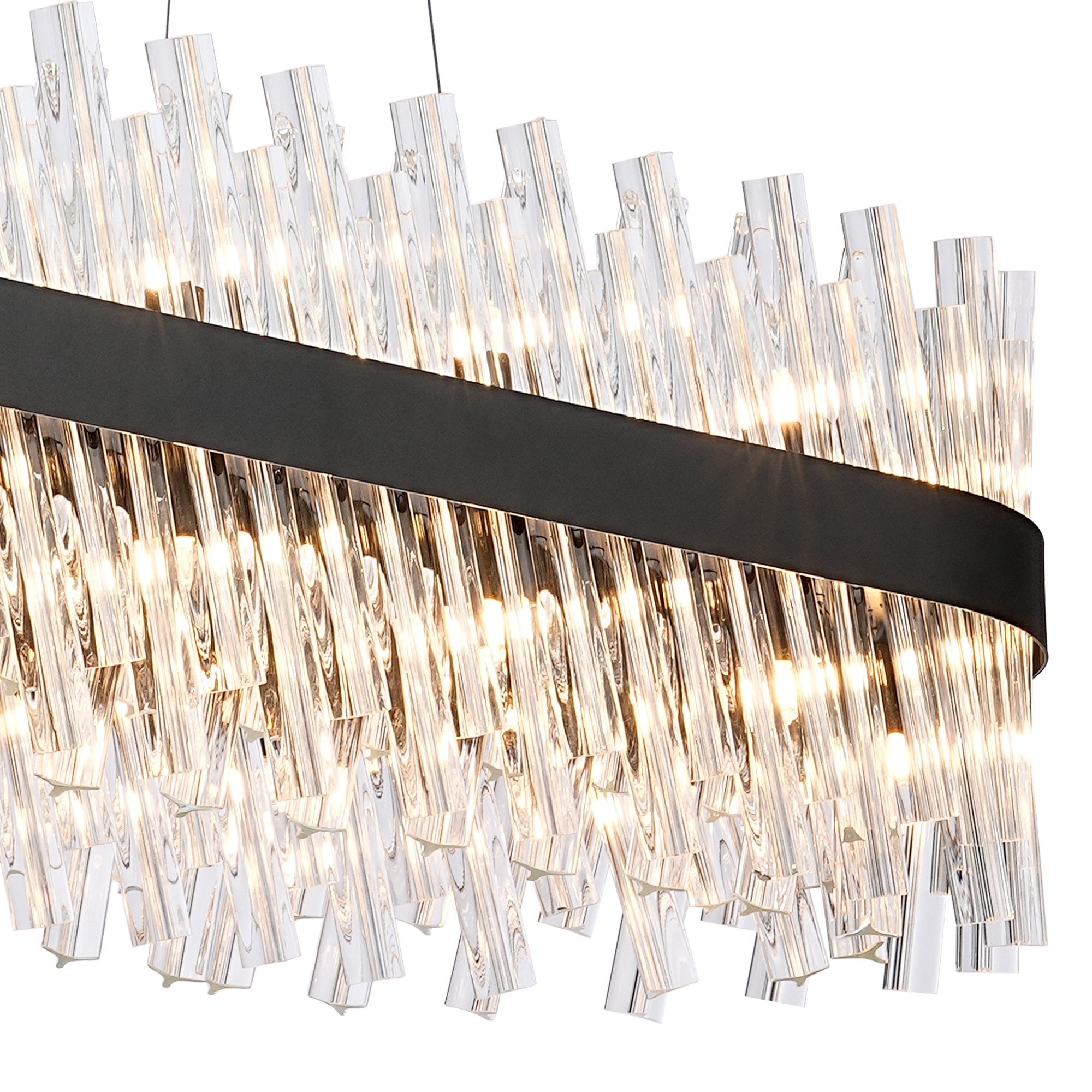 Fabula Farnley 36 Light Oblong Pendant - Satin Black & Clear Glass
