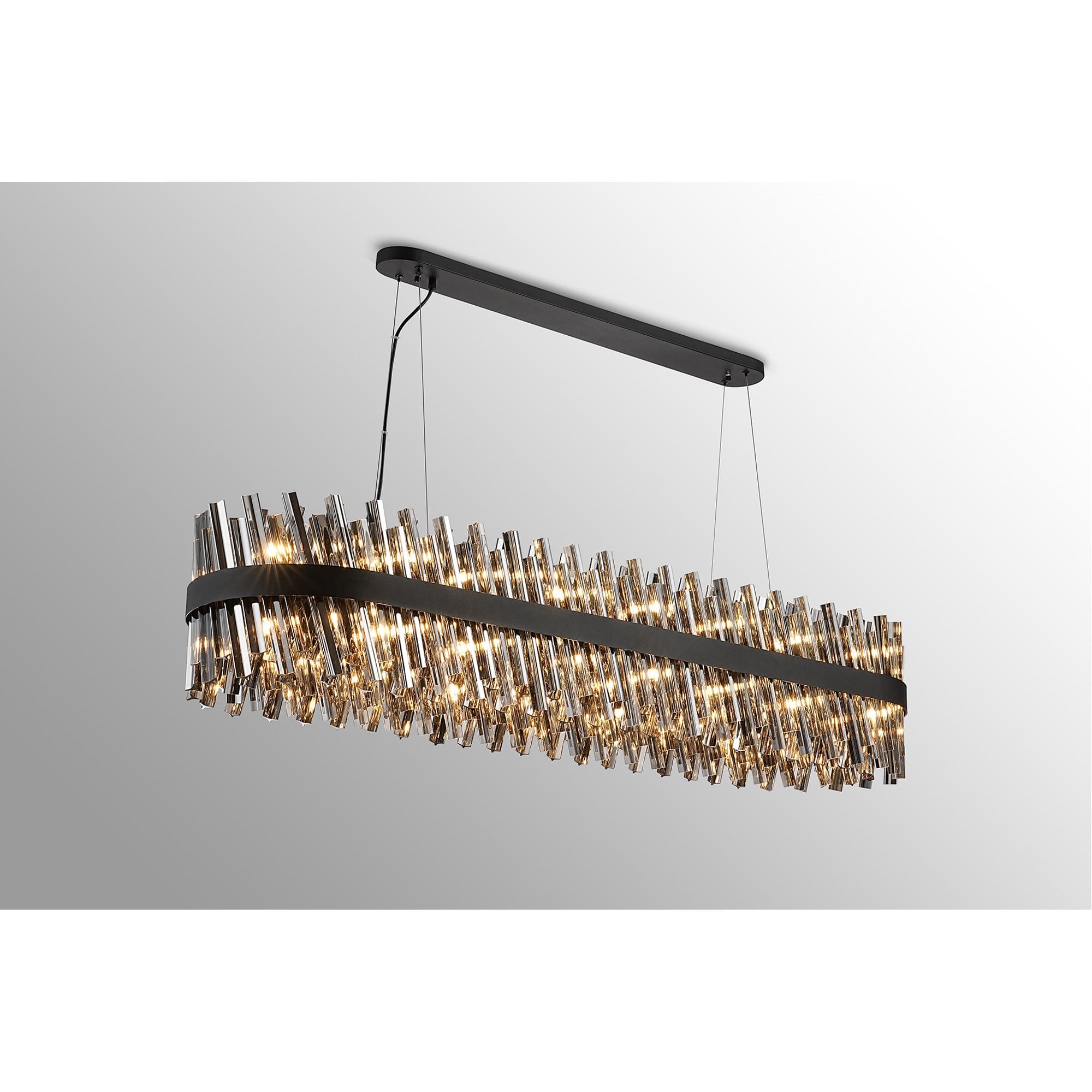 Fabula Farnley 36 Light Oblong Pendant - Satin Black & Smoked Glass