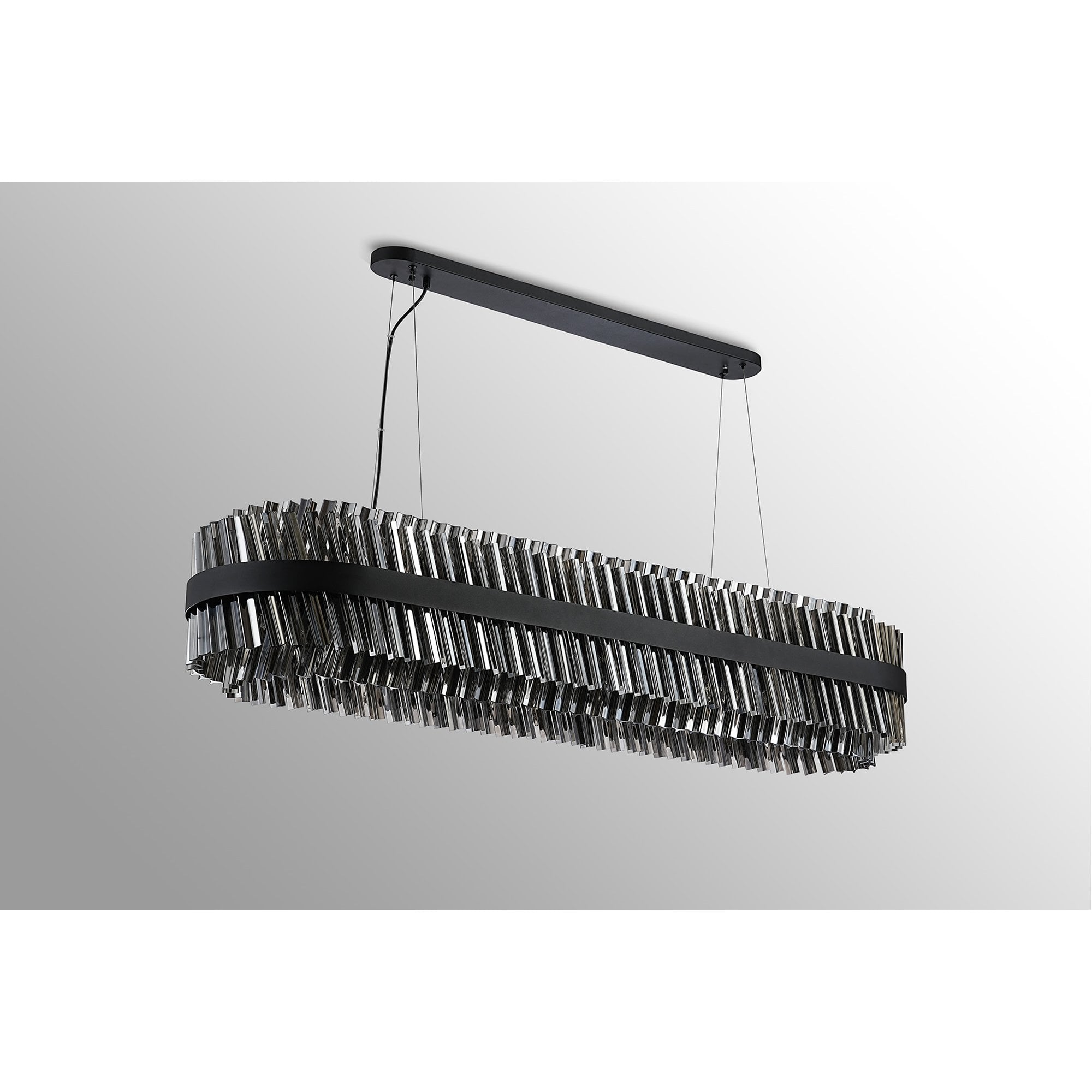 Fabula Farnley 36 Light Oblong Pendant - Satin Black & Smoked Glass