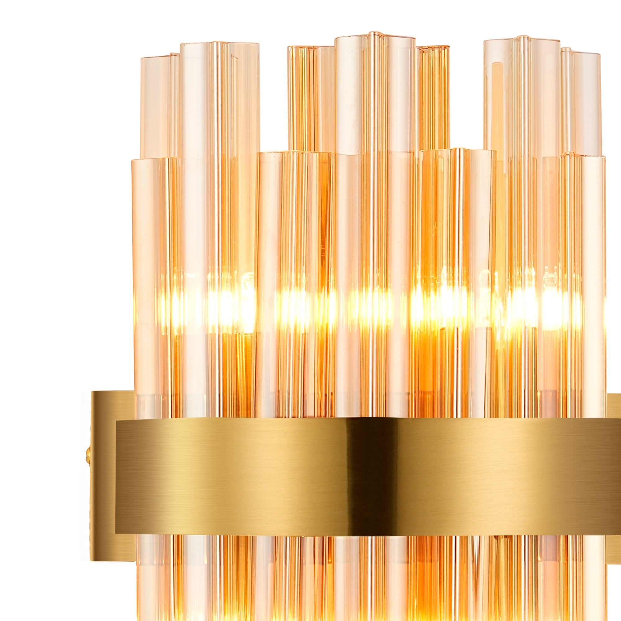 Fabula Farnley 4 Light Wall Light - Brass & Amber Glass