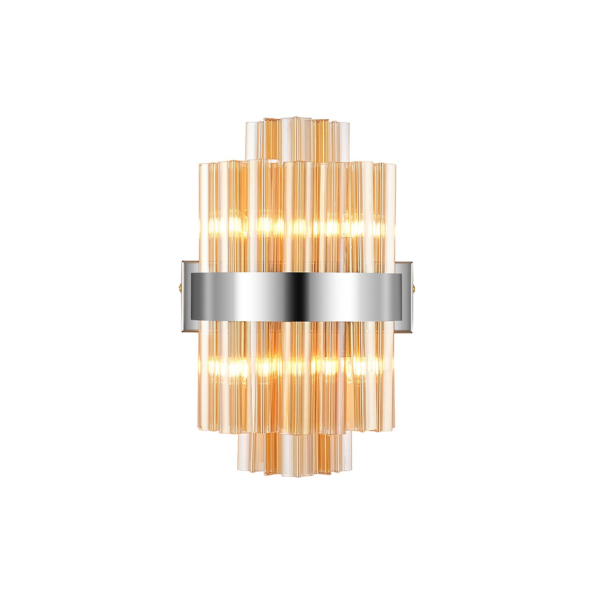 Fabula Farnley 4 Light Wall Light - Polished Nickel & Amber Glass