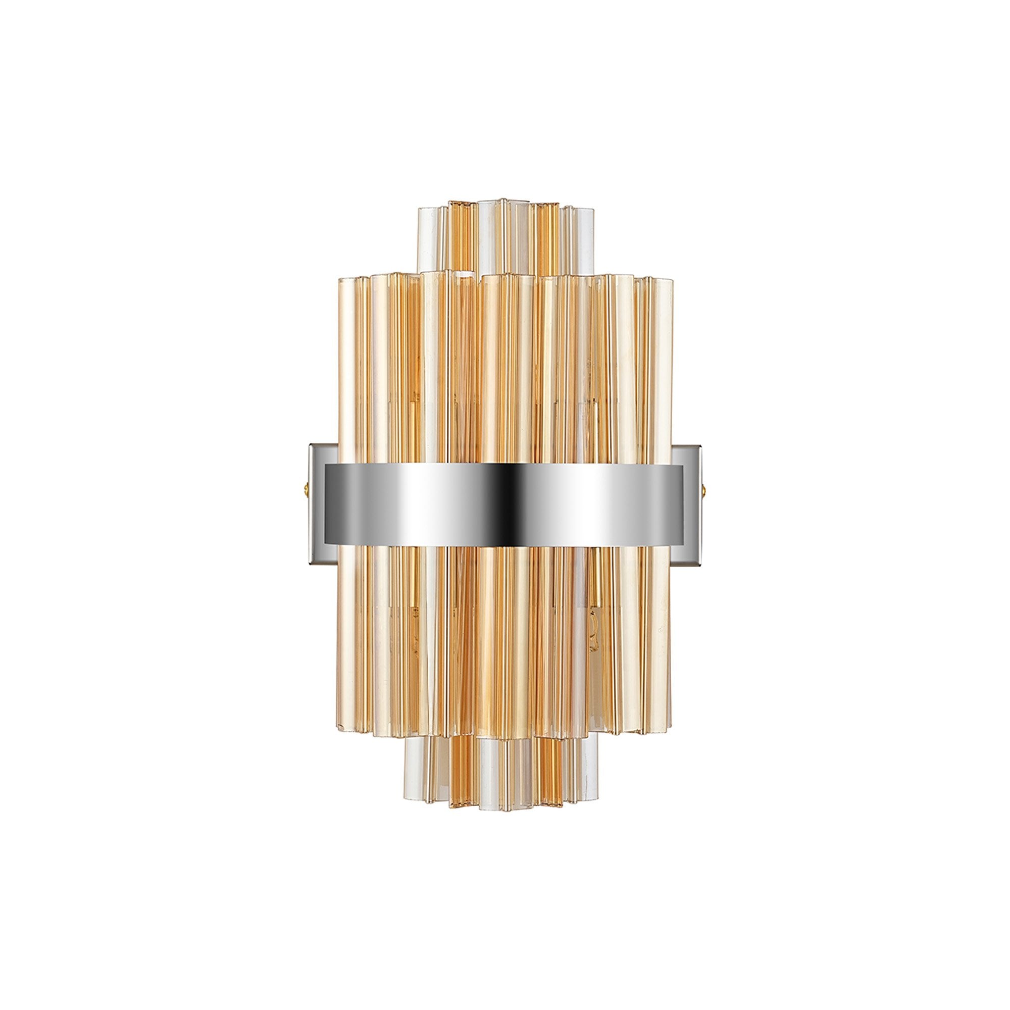 Fabula Farnley 4 Light Wall Light - Polished Nickel & Amber Glass