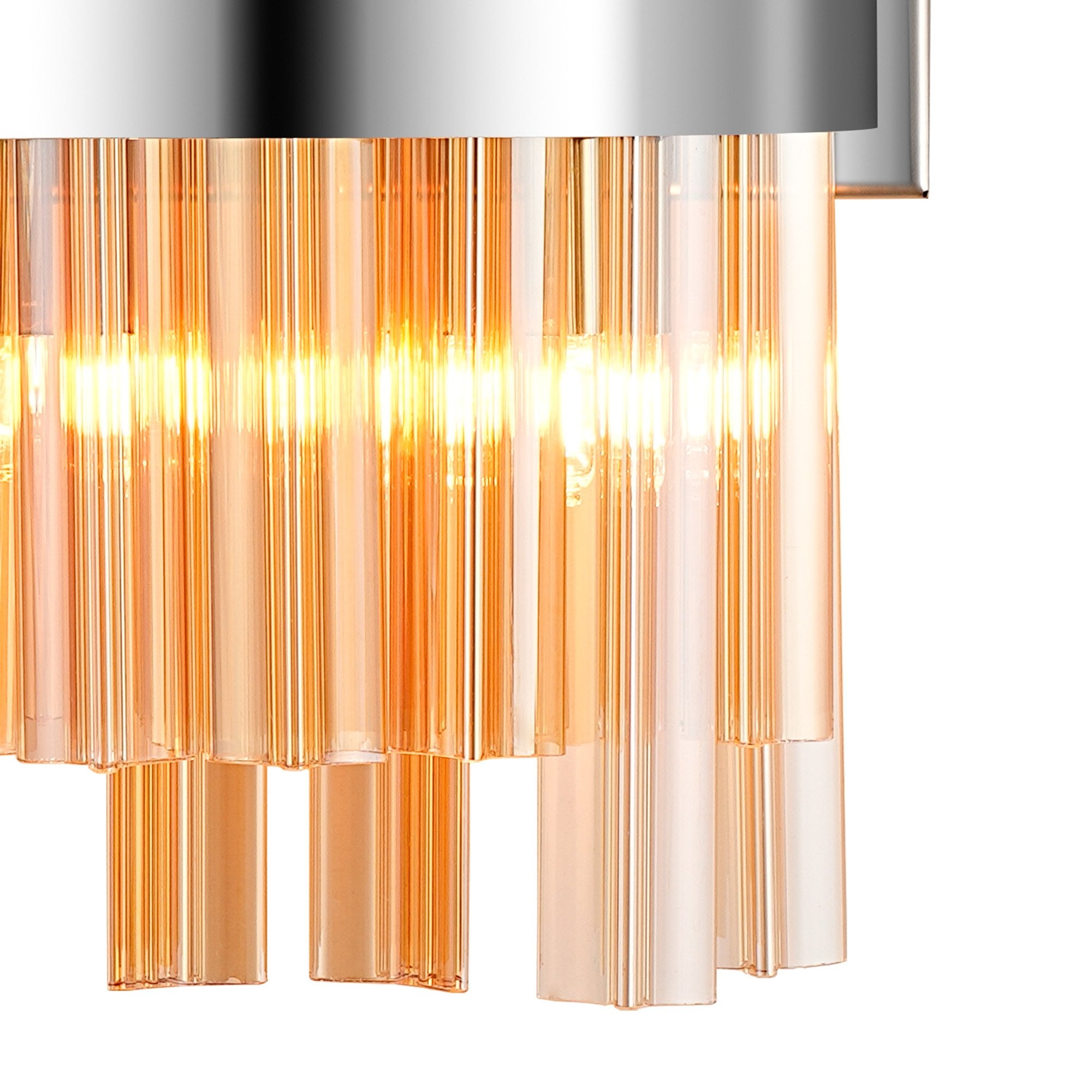 Fabula Farnley 4 Light Wall Light - Polished Nickel & Amber Glass