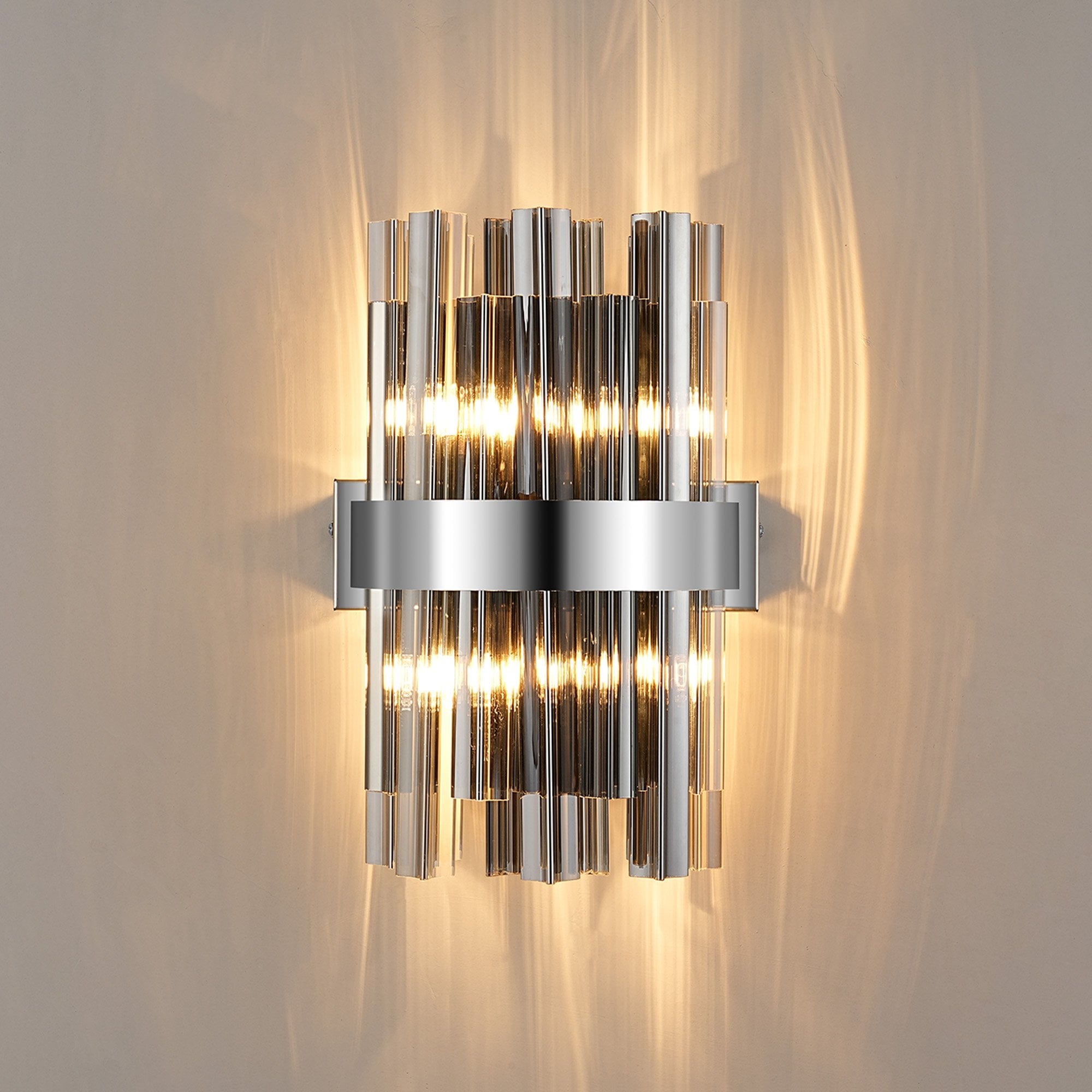 Fabula Farnley 4 Light Wall Light - Polished Nickel & Smoked Glass