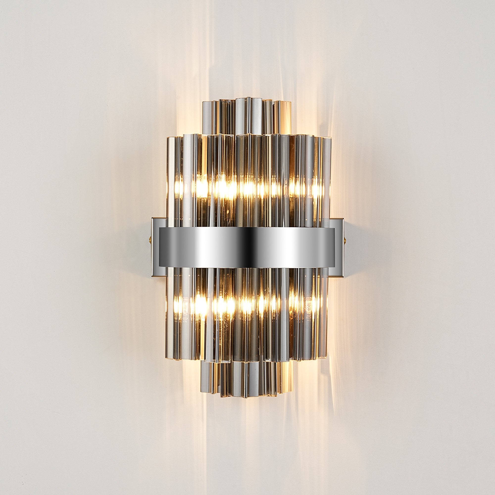 Fabula Farnley 4 Light Wall Light - Polished Nickel & Smoked Glass
