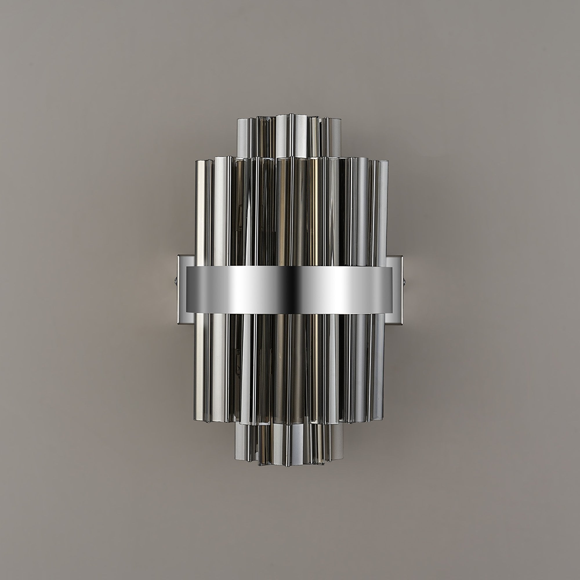 Fabula Farnley 4 Light Wall Light - Polished Nickel & Smoked Glass