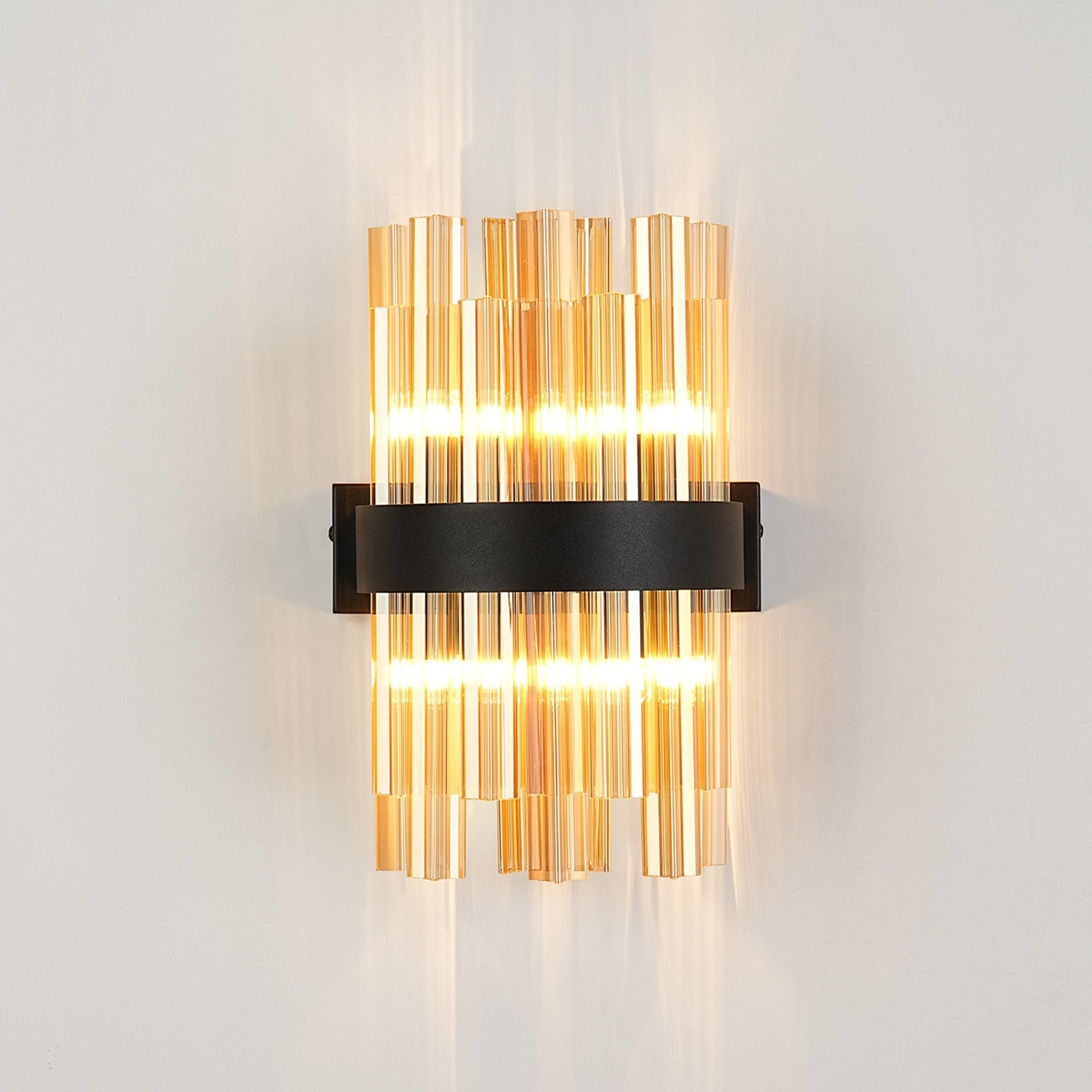 Fabula Farnley 4 Light Wall Light - Satin Black & Amber Glass