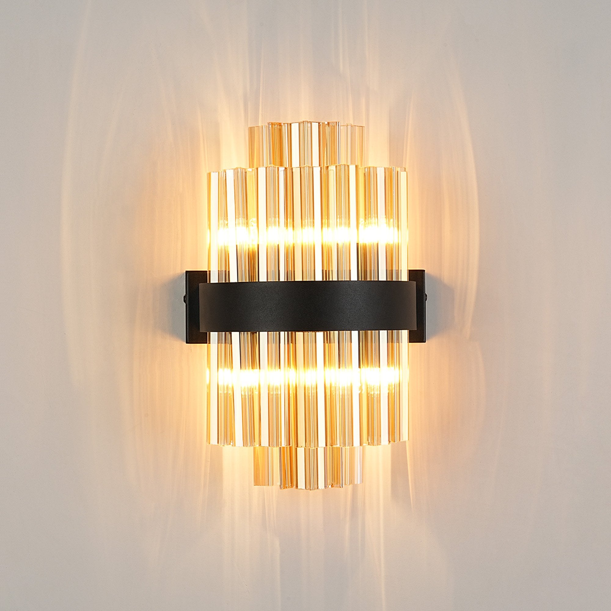 Fabula Farnley 4 Light Wall Light - Satin Black & Amber Glass