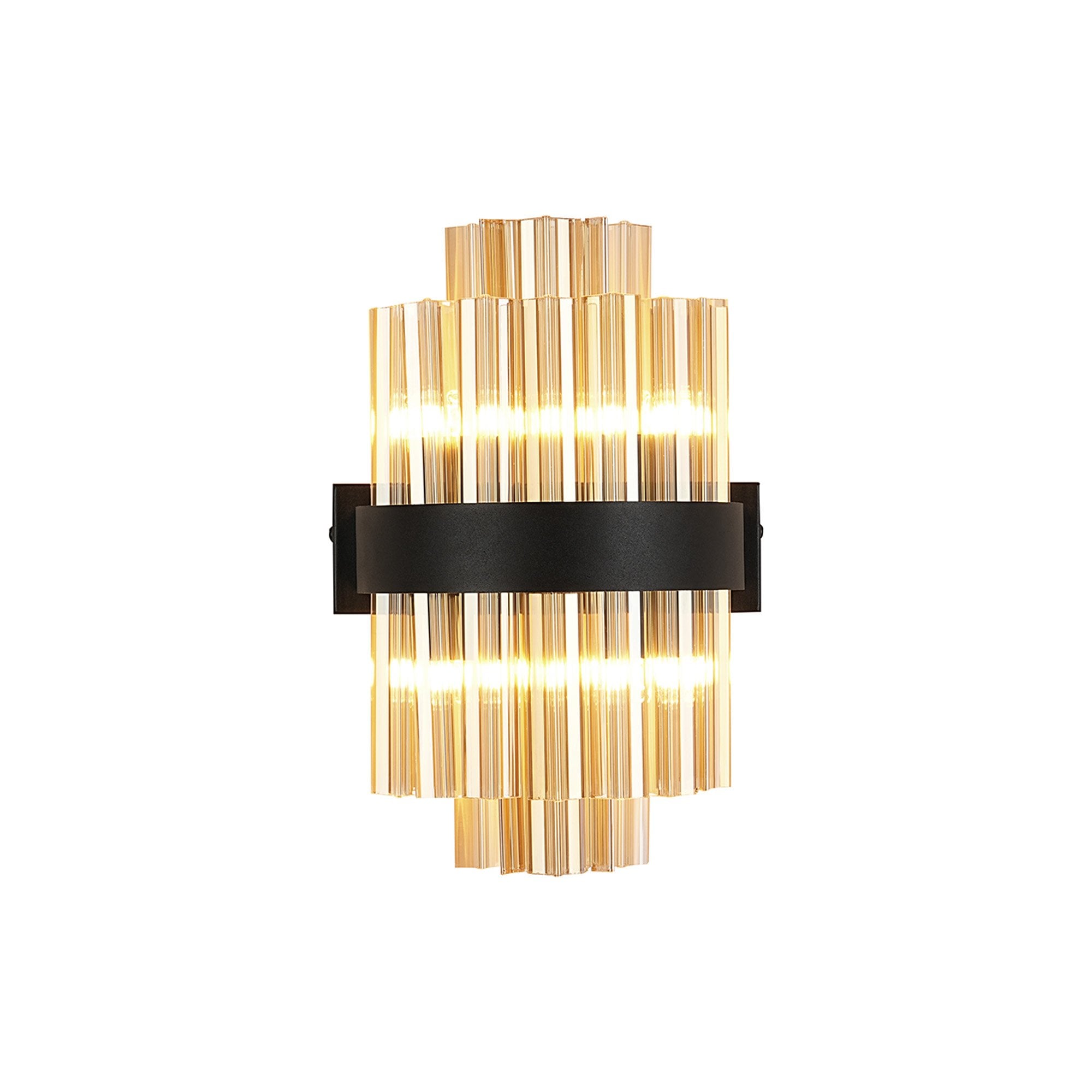 Fabula Farnley 4 Light Wall Light - Satin Black & Amber Glass