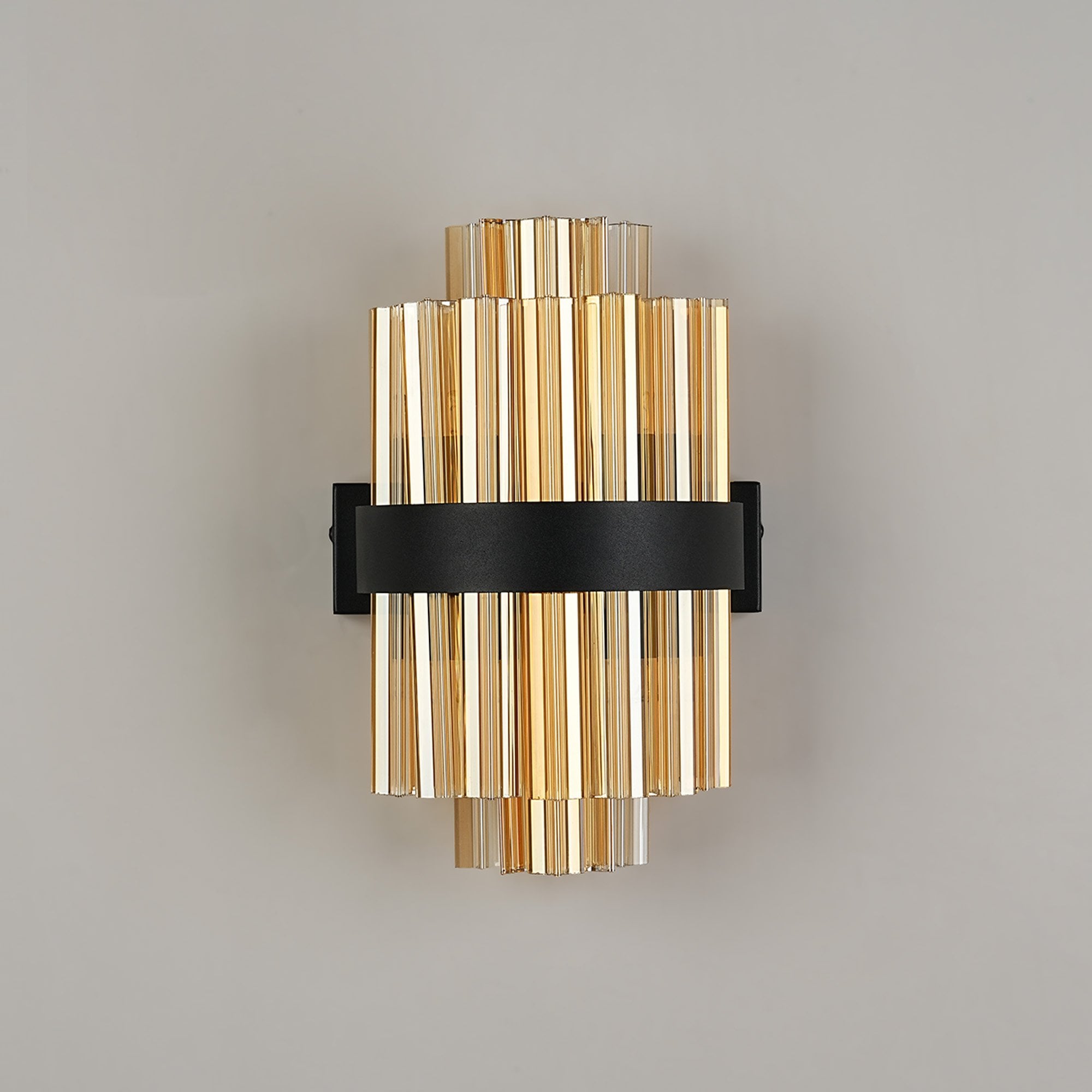Fabula Farnley 4 Light Wall Light - Satin Black & Amber Glass