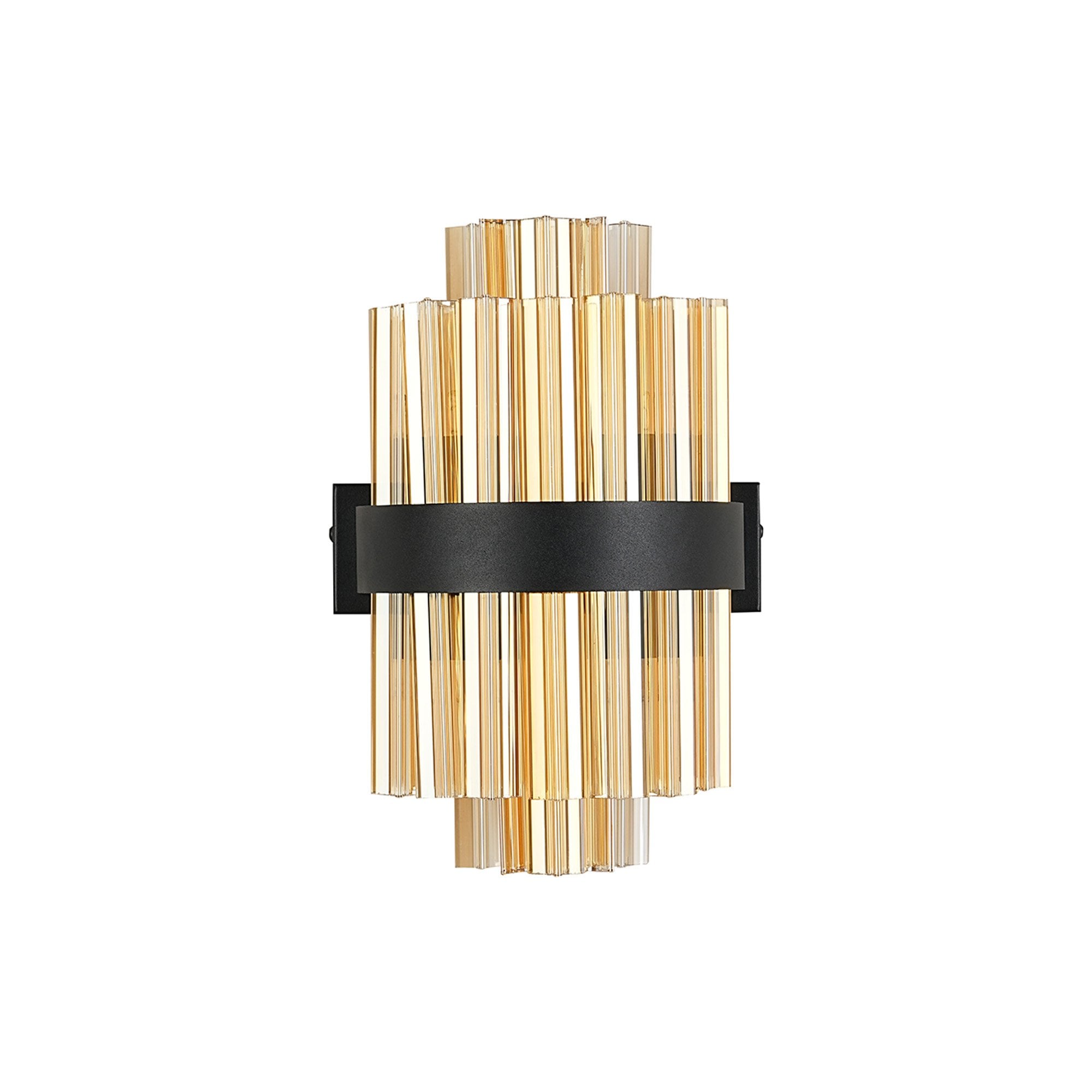 Fabula Farnley 4 Light Wall Light - Satin Black & Amber Glass