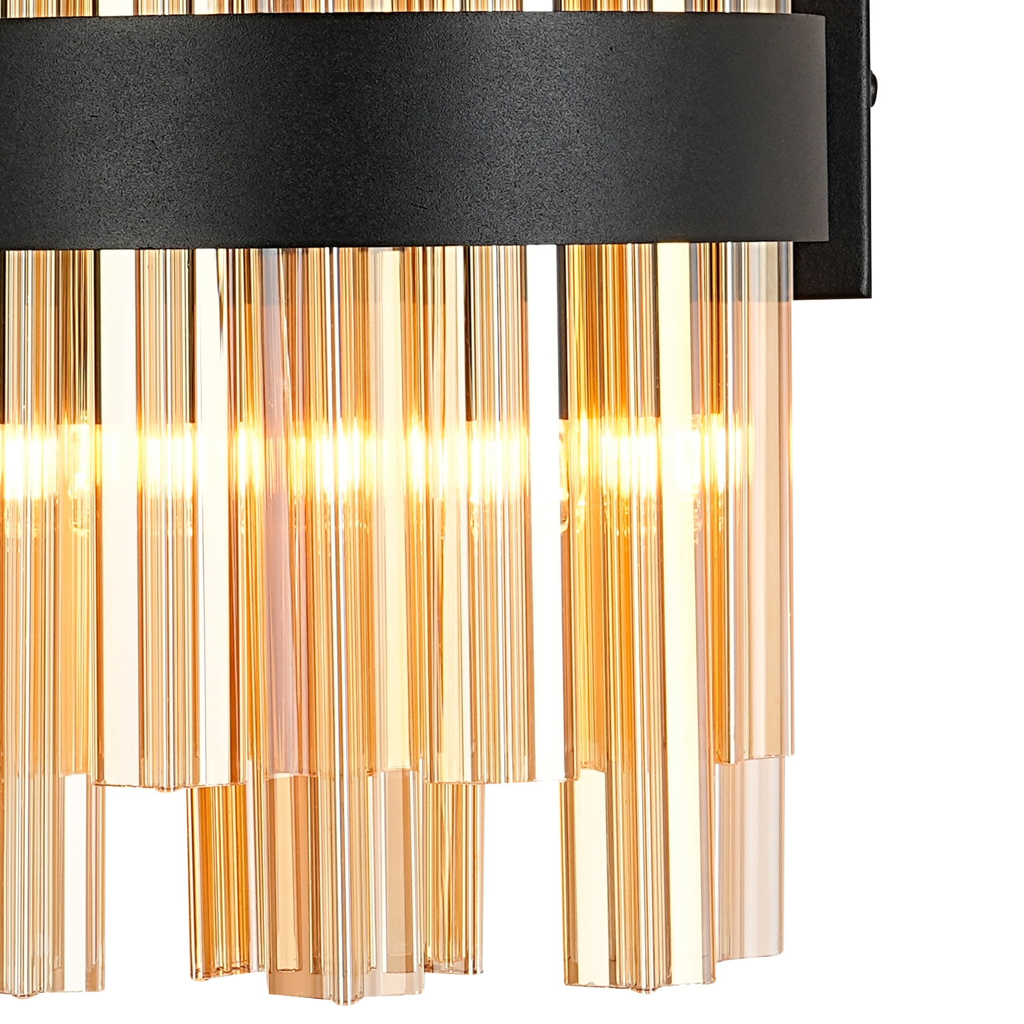 Fabula Farnley 4 Light Wall Light - Satin Black & Amber Glass