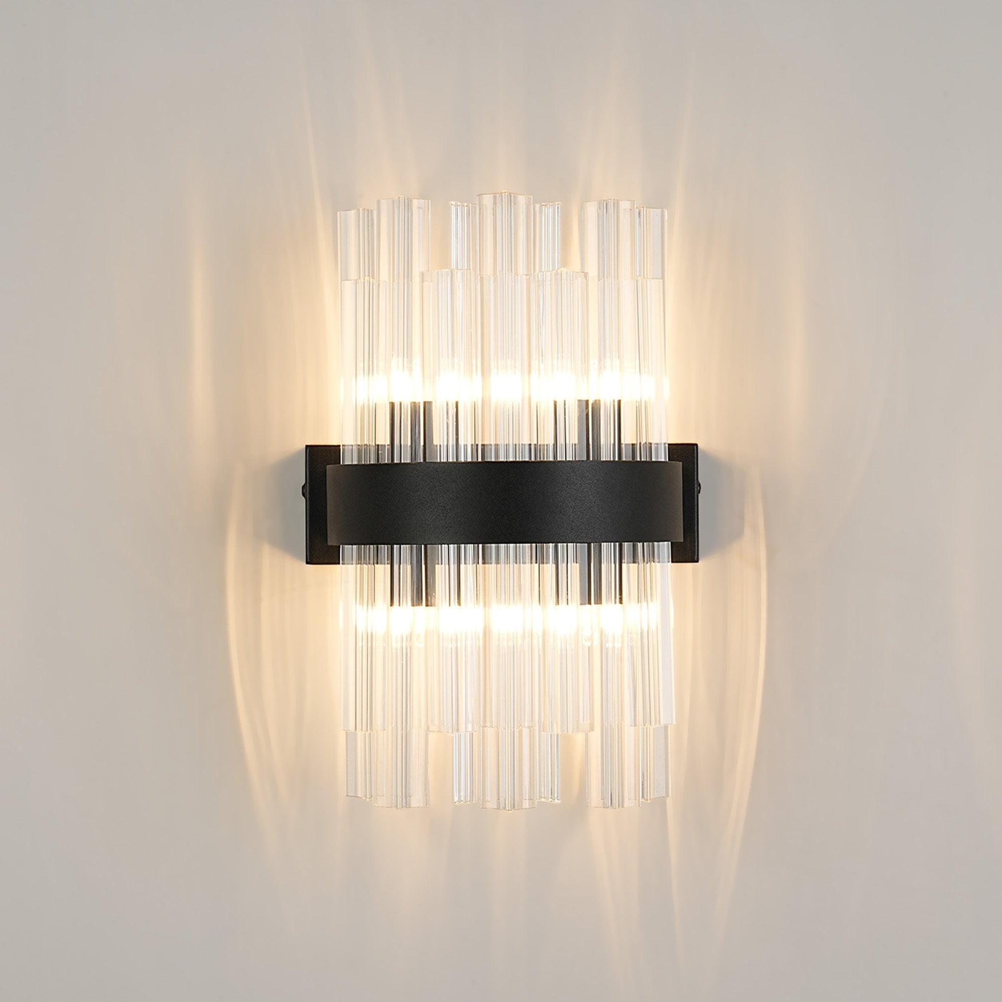 Fabula Farnley 4 Light Wall Light - Satin Black & Clear Glass