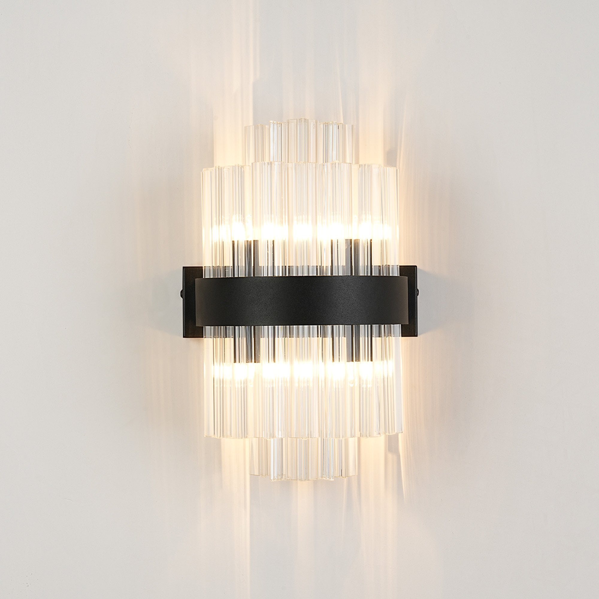 Fabula Farnley 4 Light Wall Light - Satin Black & Clear Glass