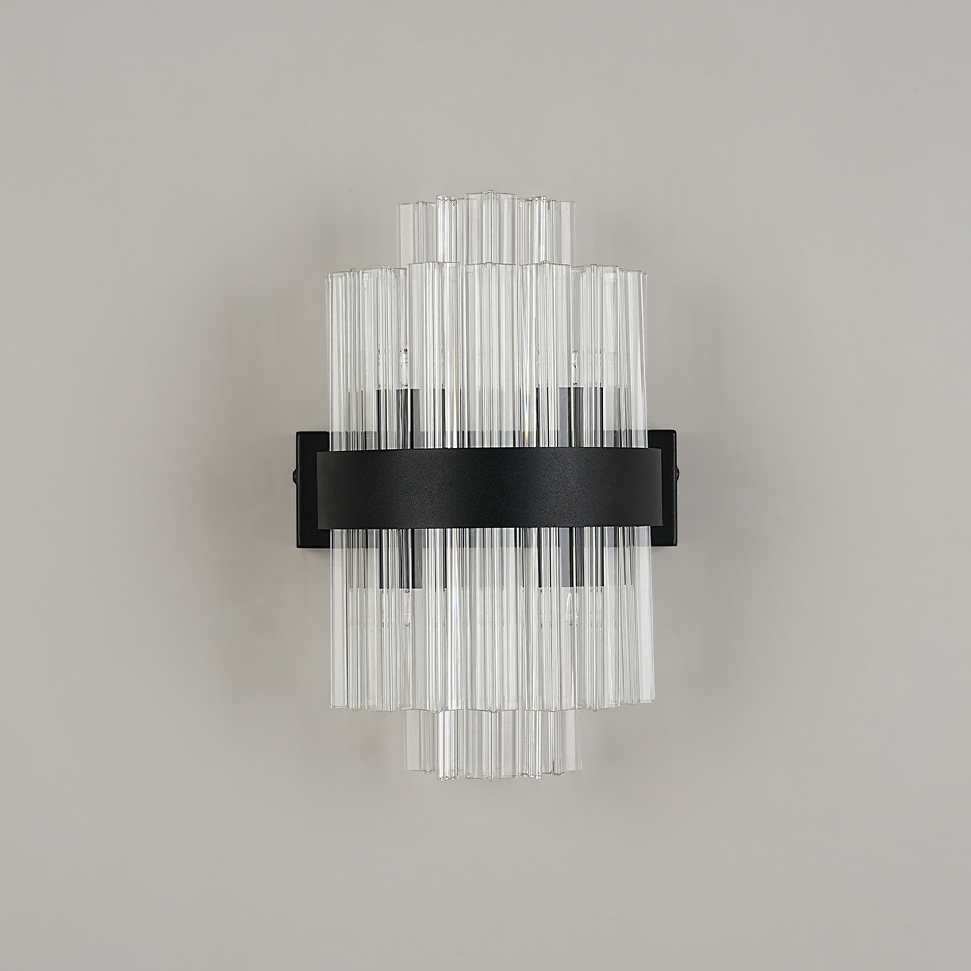 Fabula Farnley 4 Light Wall Light - Satin Black & Clear Glass