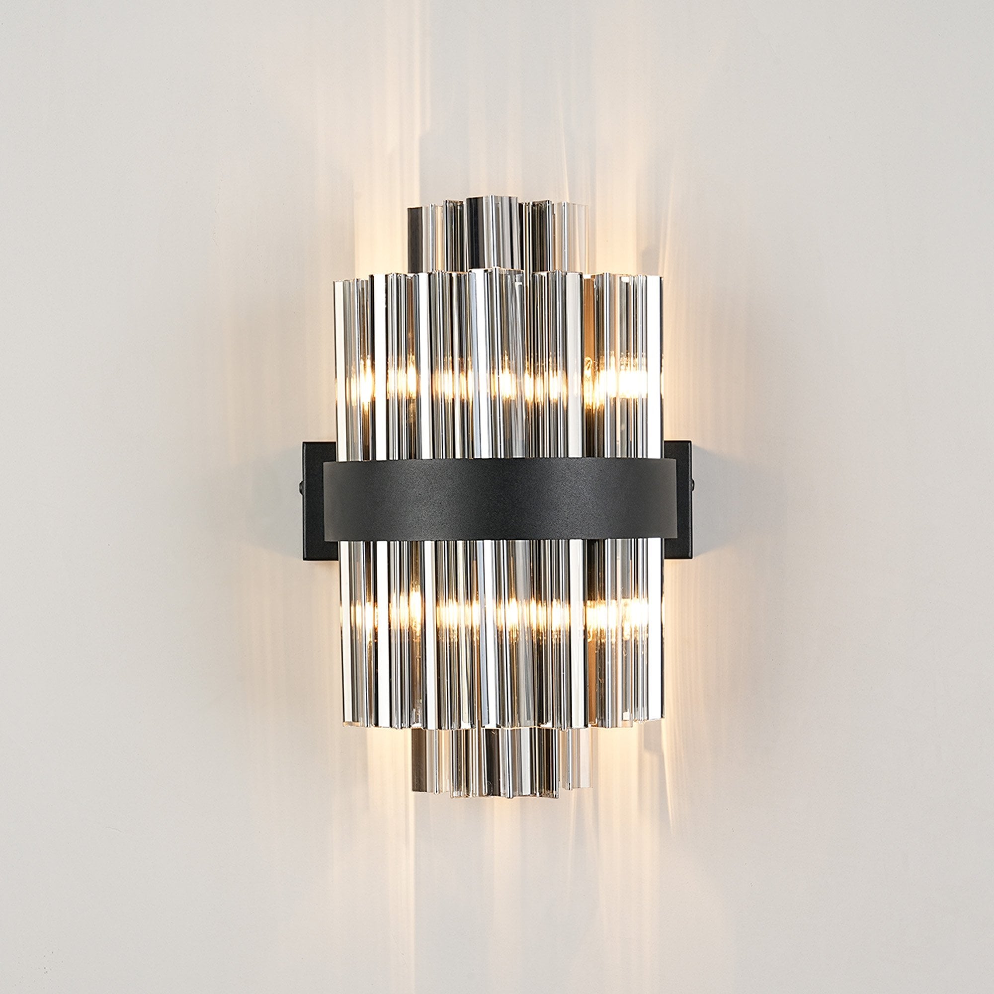 Fabula Farnley 4 Light Wall Light - Satin Black & Smoked Glass