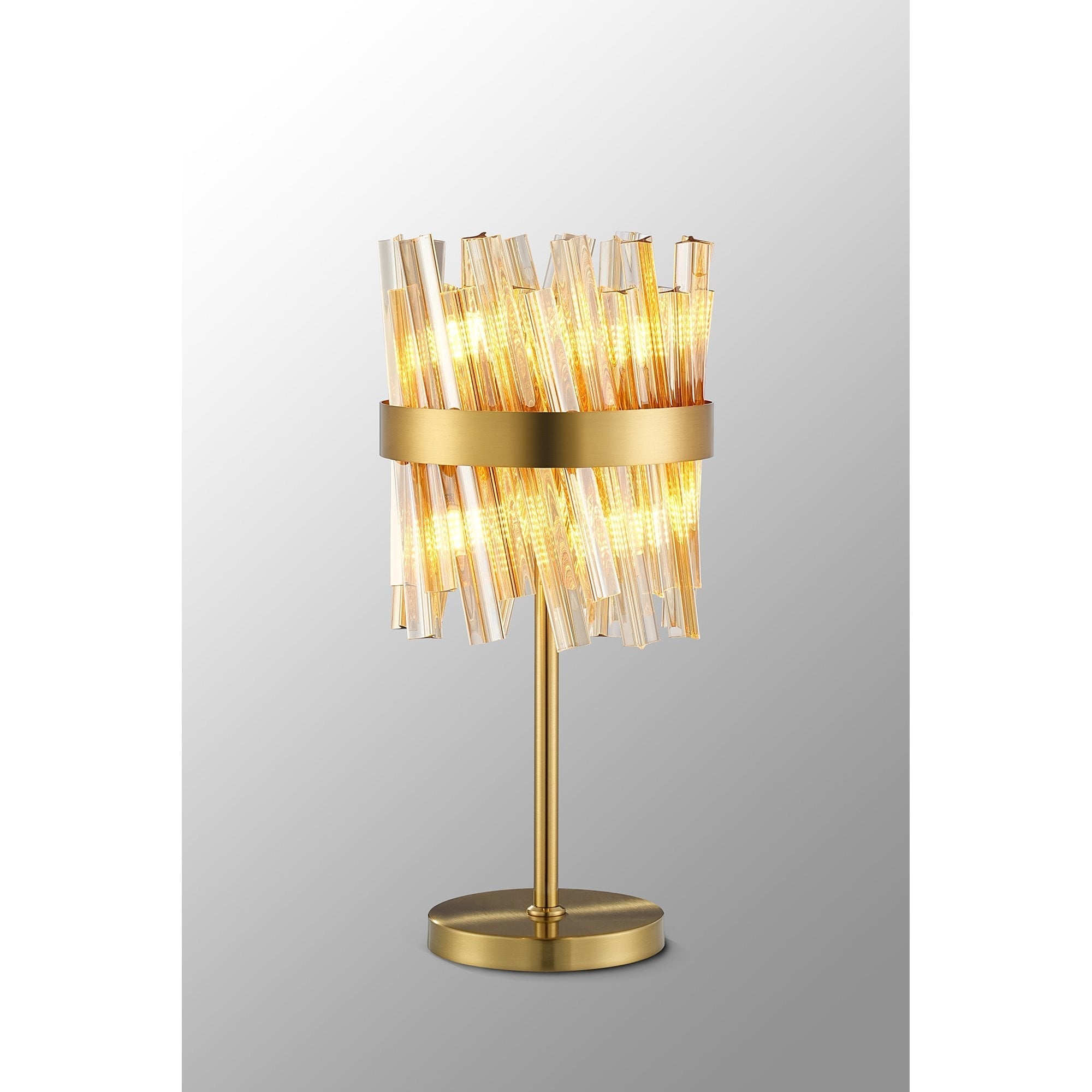 Fabula Farnley 6 Light Table Lamp - Brass & Amber Glass