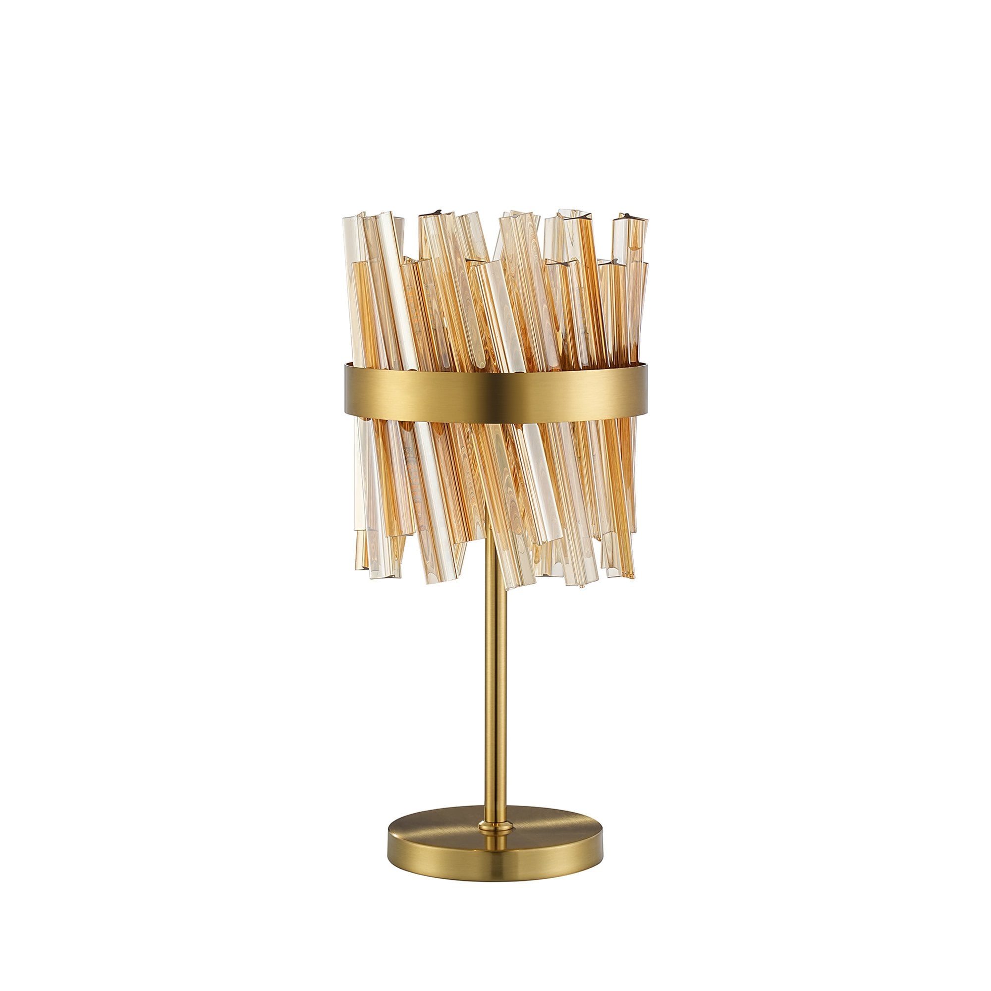 Fabula Farnley 6 Light Table Lamp - Brass & Amber Glass