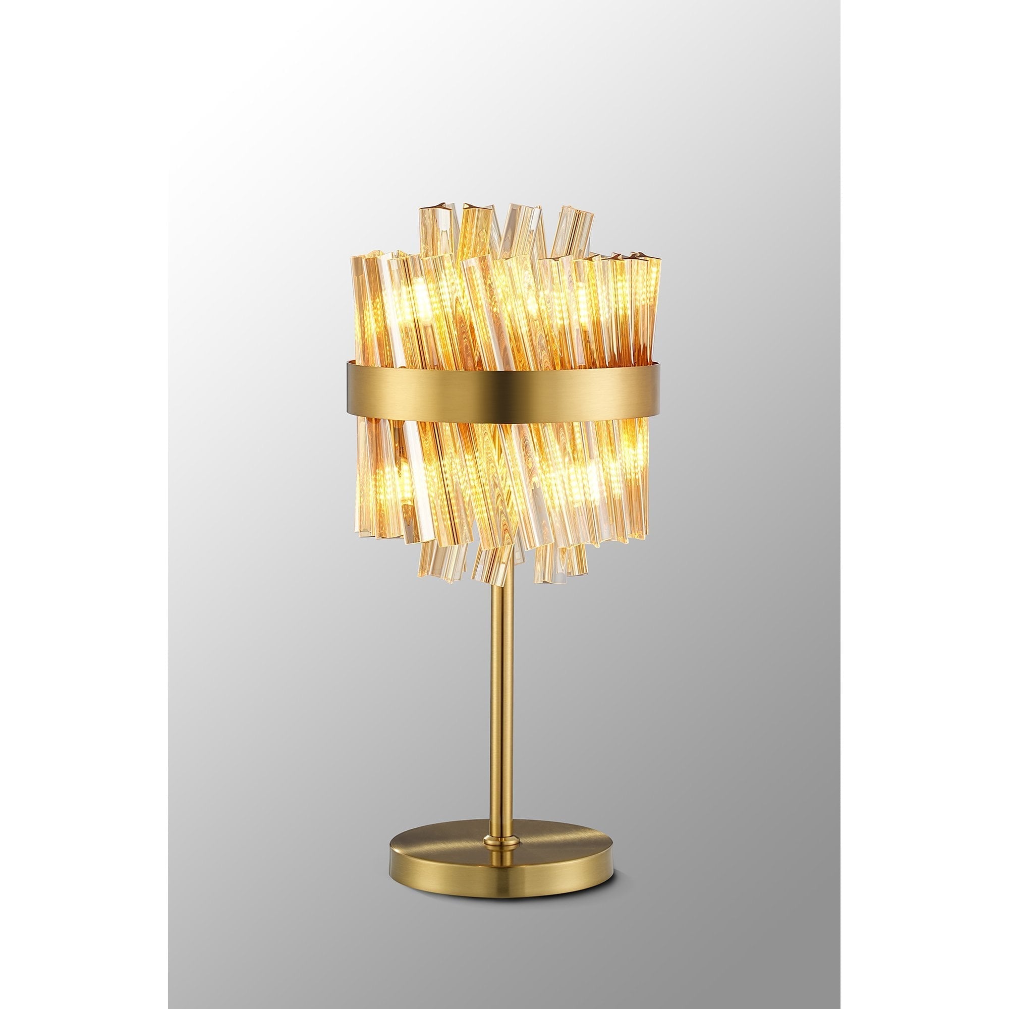 Fabula Farnley 6 Light Table Lamp - Brass & Amber Glass